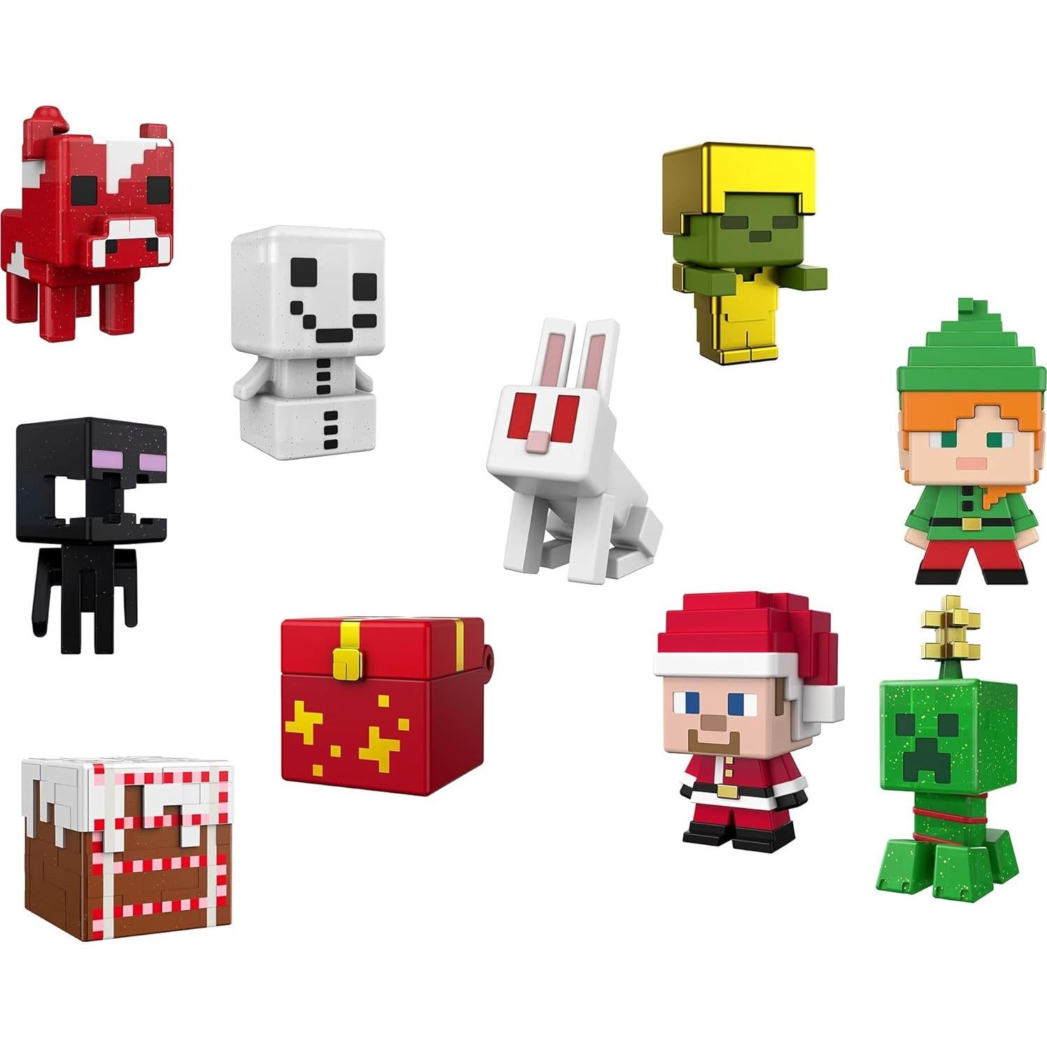 Calendario de Adviento Minecraft Mattel 2021 con 12 Figuras y Stickers