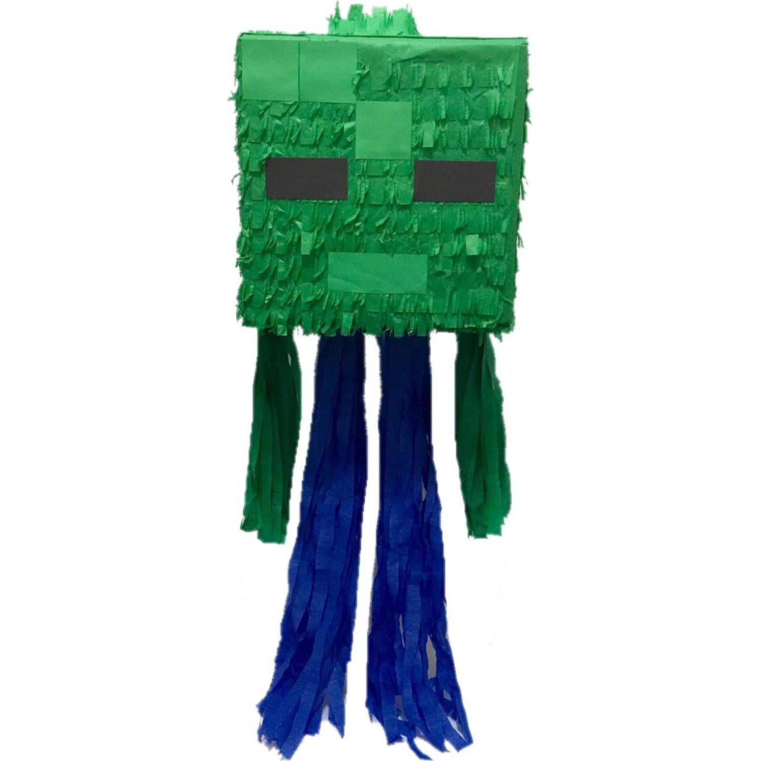 Piñata Cabeza de Cubo Minero Verde 25.4 cm APINATA4U