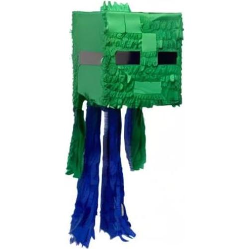 Piñata Cabeza de Cubo Minero Verde 25.4 cm APINATA4U