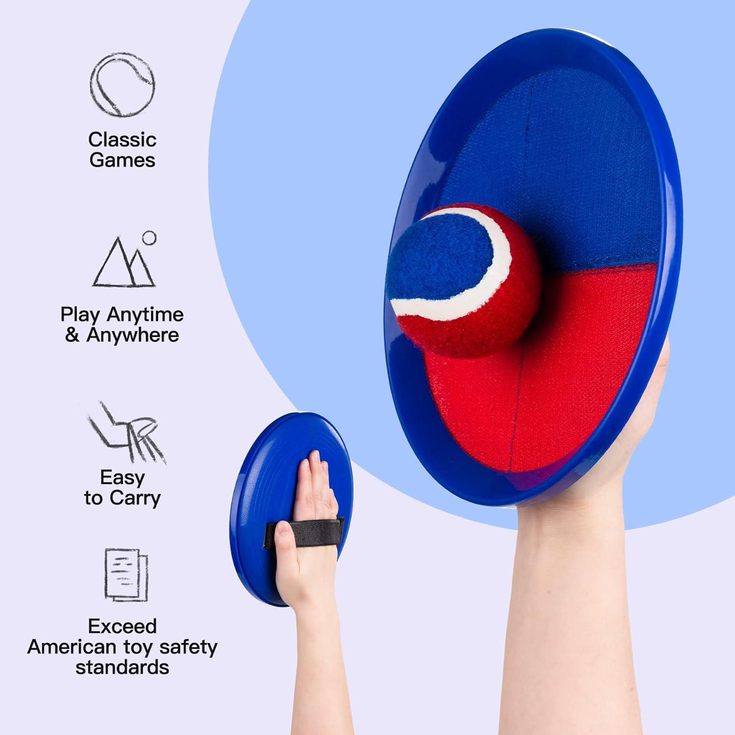 Juego de Lanzar y Atrapar EVERICH 4 Palas y 4 Pelotas