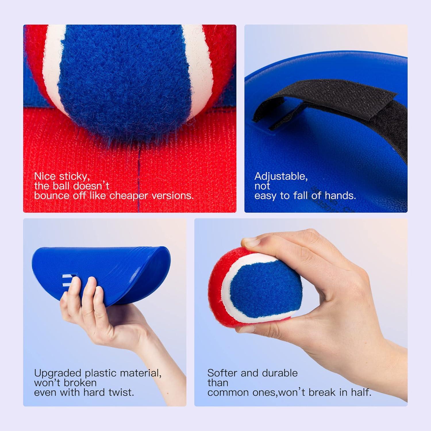 Juego de Lanzar y Atrapar EVERICH 4 Palas y 4 Pelotas