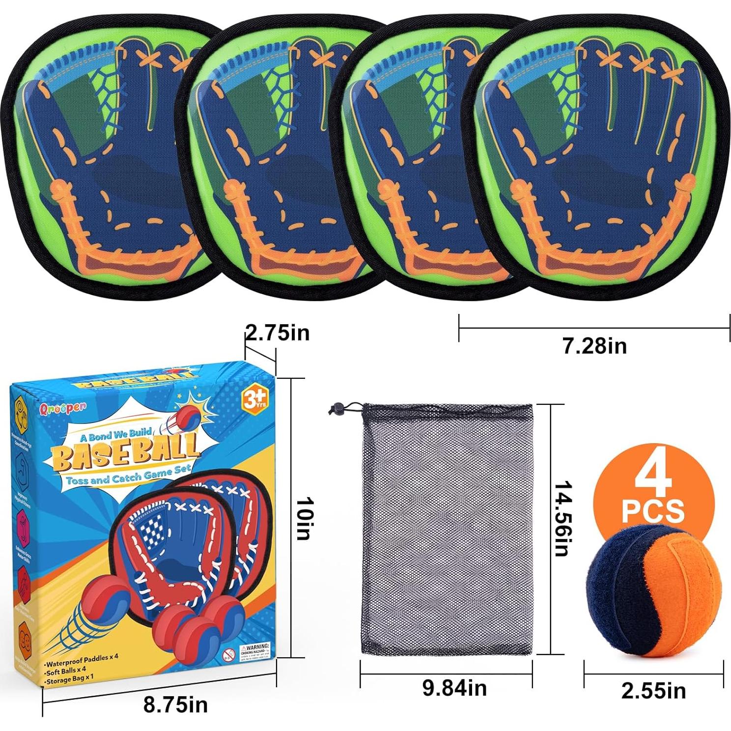 Juego de Lanzar y Atrapar Pelota Qrooper 4 Palas 4 Pelotas