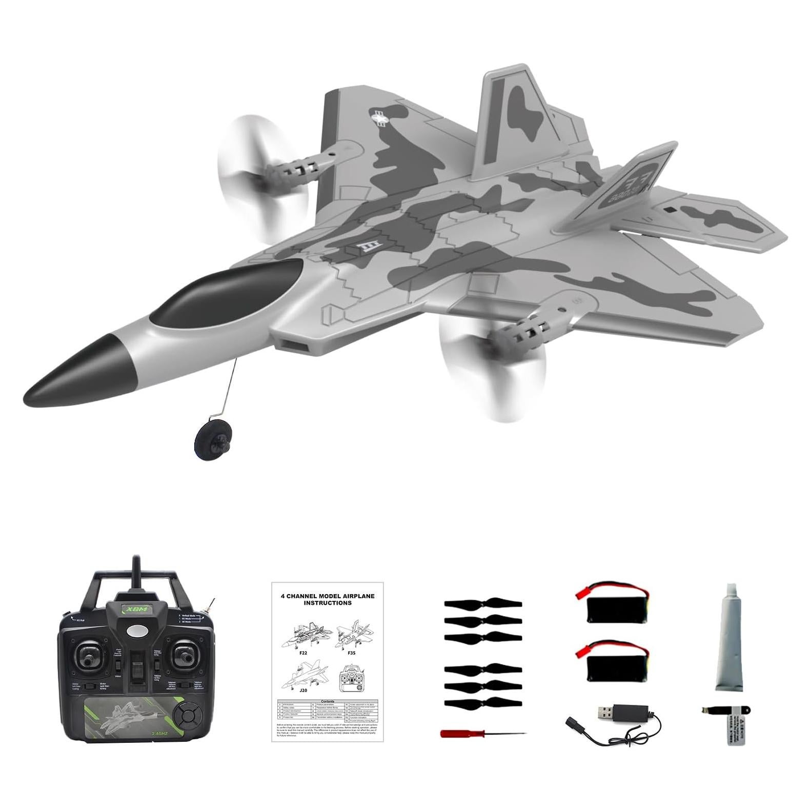 Avión RC Leopmase F-22 con Estabilizador y 2 Baterías