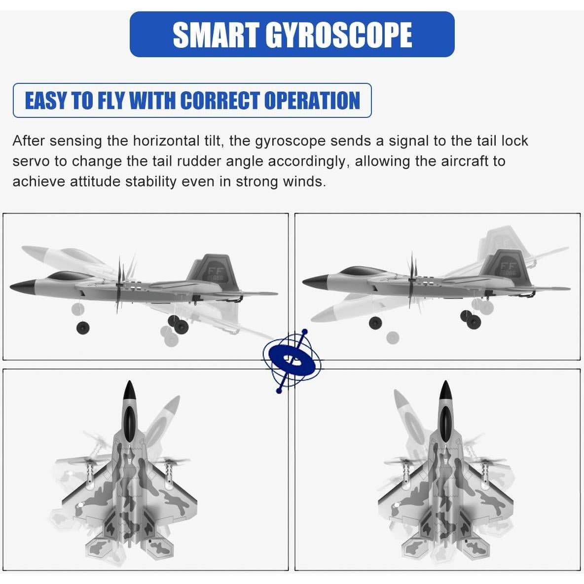 Avión RC Leopmase F-22 con Estabilizador y 2 Baterías