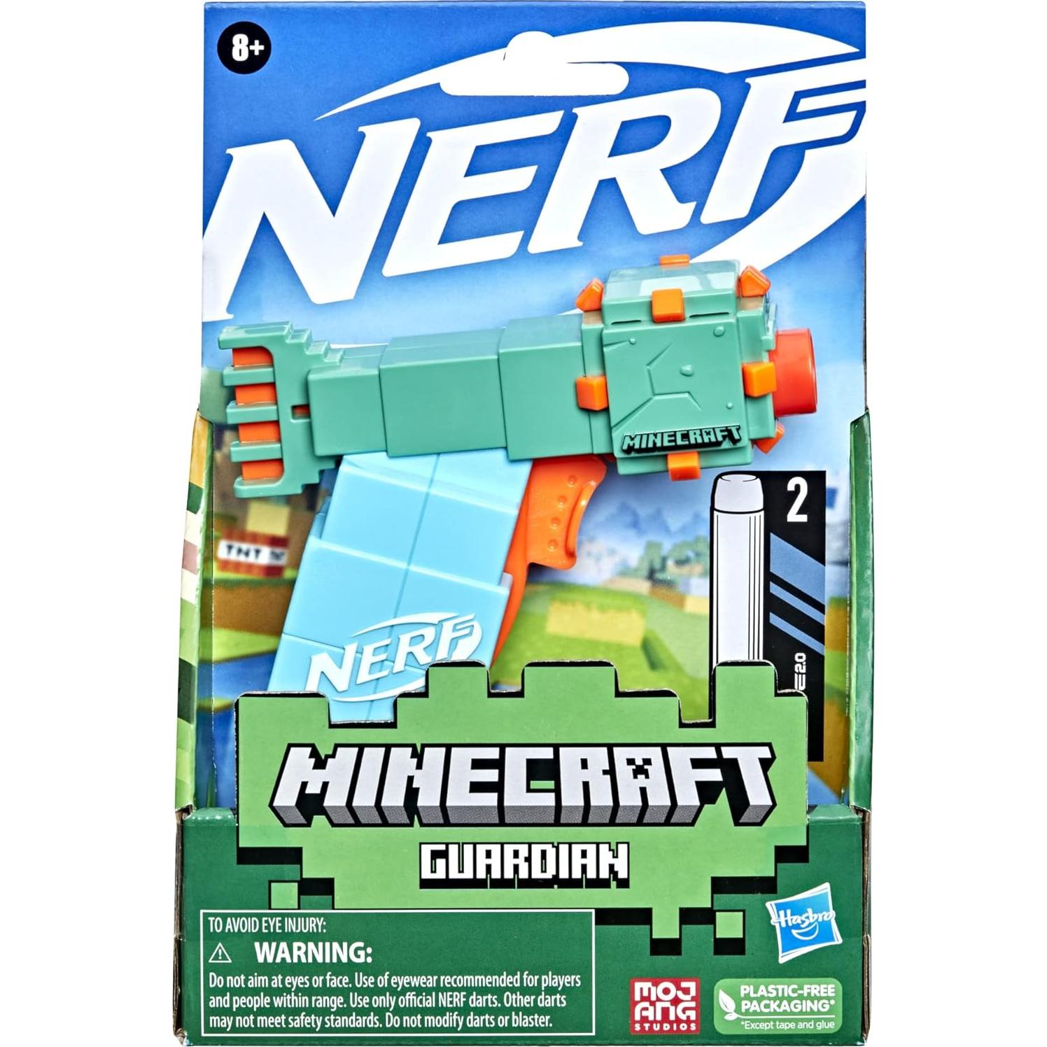 Blaster Nerf MicroShots Minecraft Guardian Mini con 2 Dardos