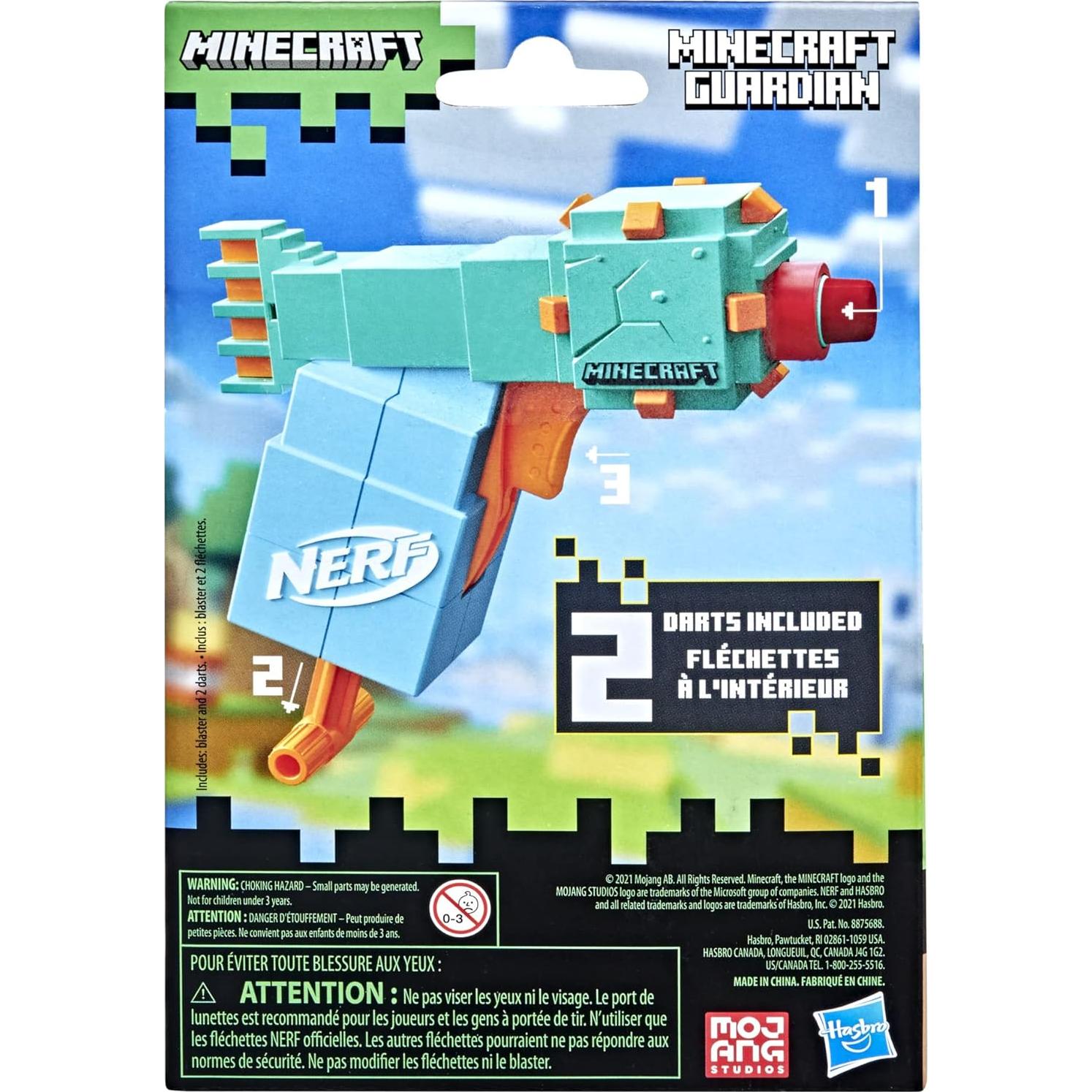 Blaster Nerf MicroShots Minecraft Guardian Mini con 2 Dardos
