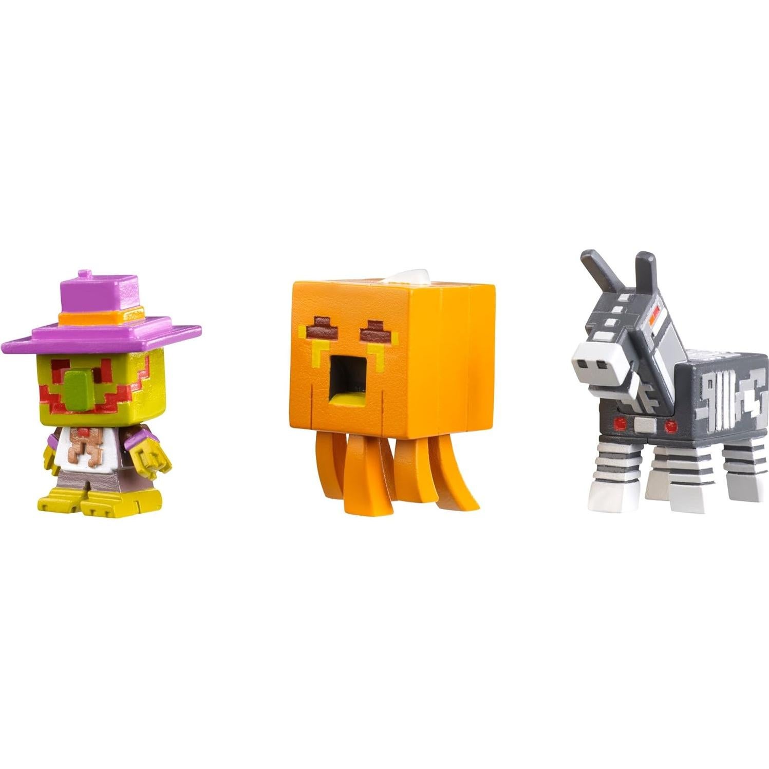 Mini Figuras de Acción Minecraft - Paquete de 3 (Vigilante, Ghast, Burro)
