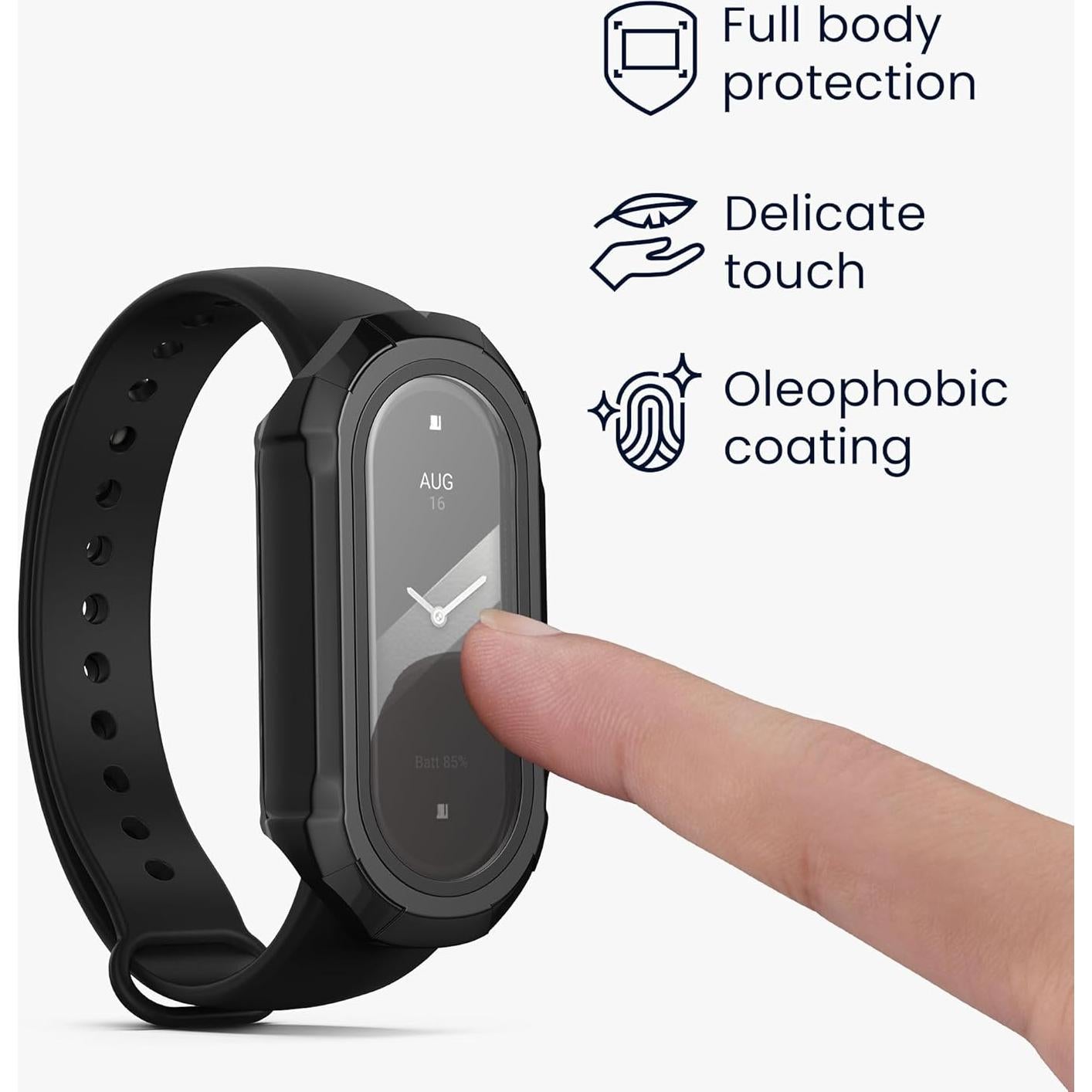 Funda KW-Mobile para Xiaomi Mi Band 8 + 2 Cristales Templados