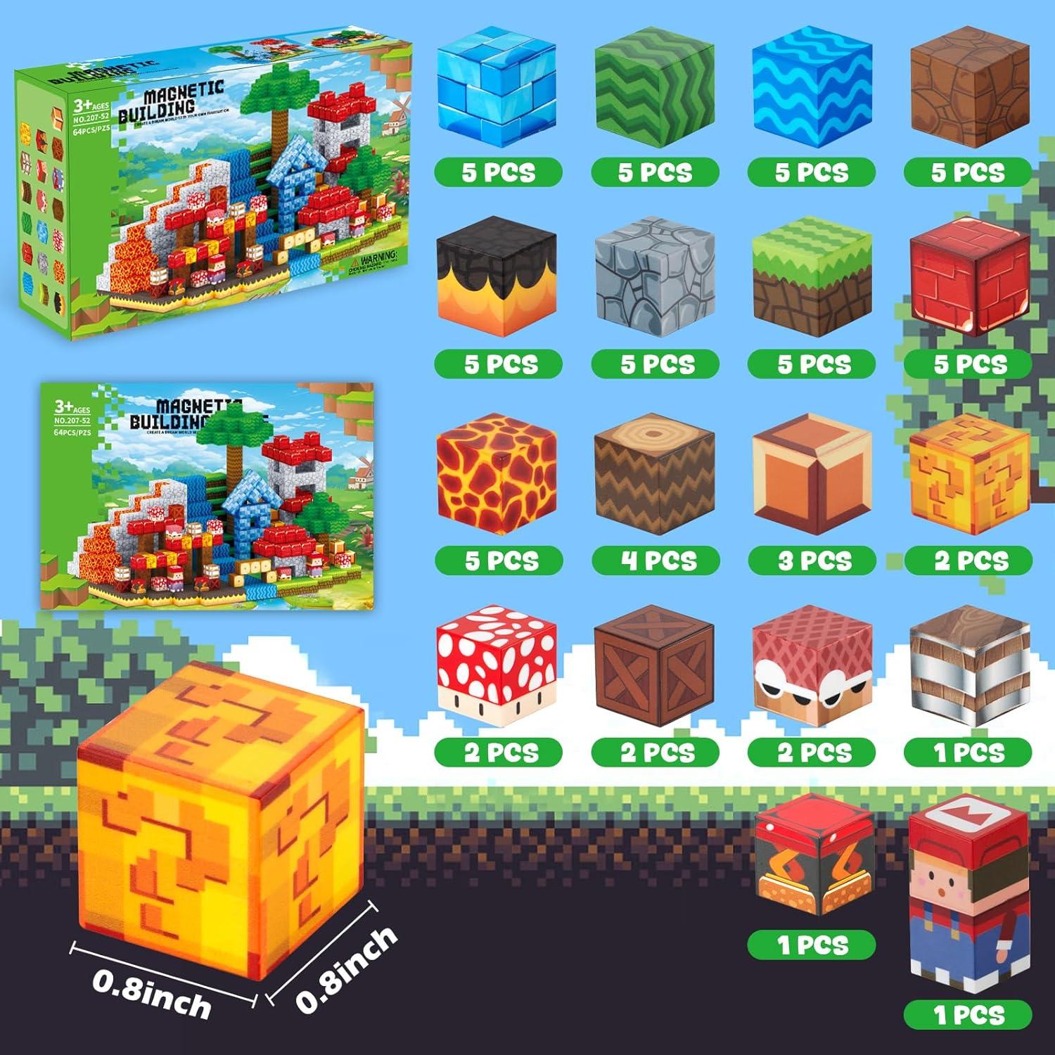 Juego de Bloques Magnéticos TENYEAH 64 Piezas para Niños 3+