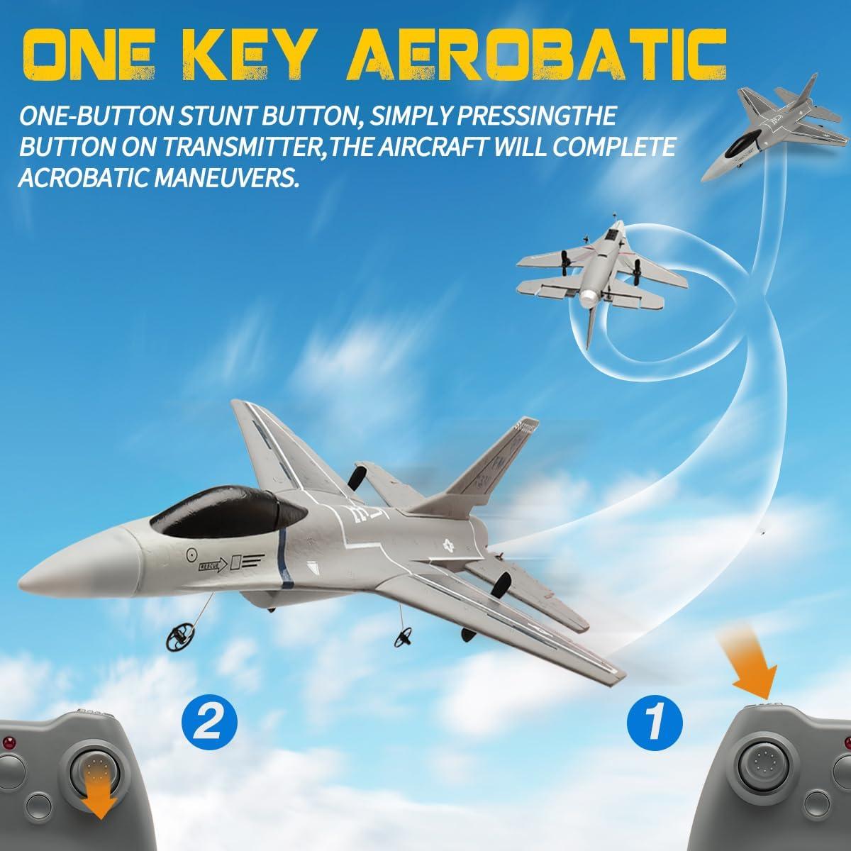 jaming RC Plane 3 Channel Remote Control Airplane for Adults，F16 RC Fighter with 6-Axis Gyro，2.4GHz Controlled Hobby Glider Jet Aircraft for Beginners，Adults & Kids Gift