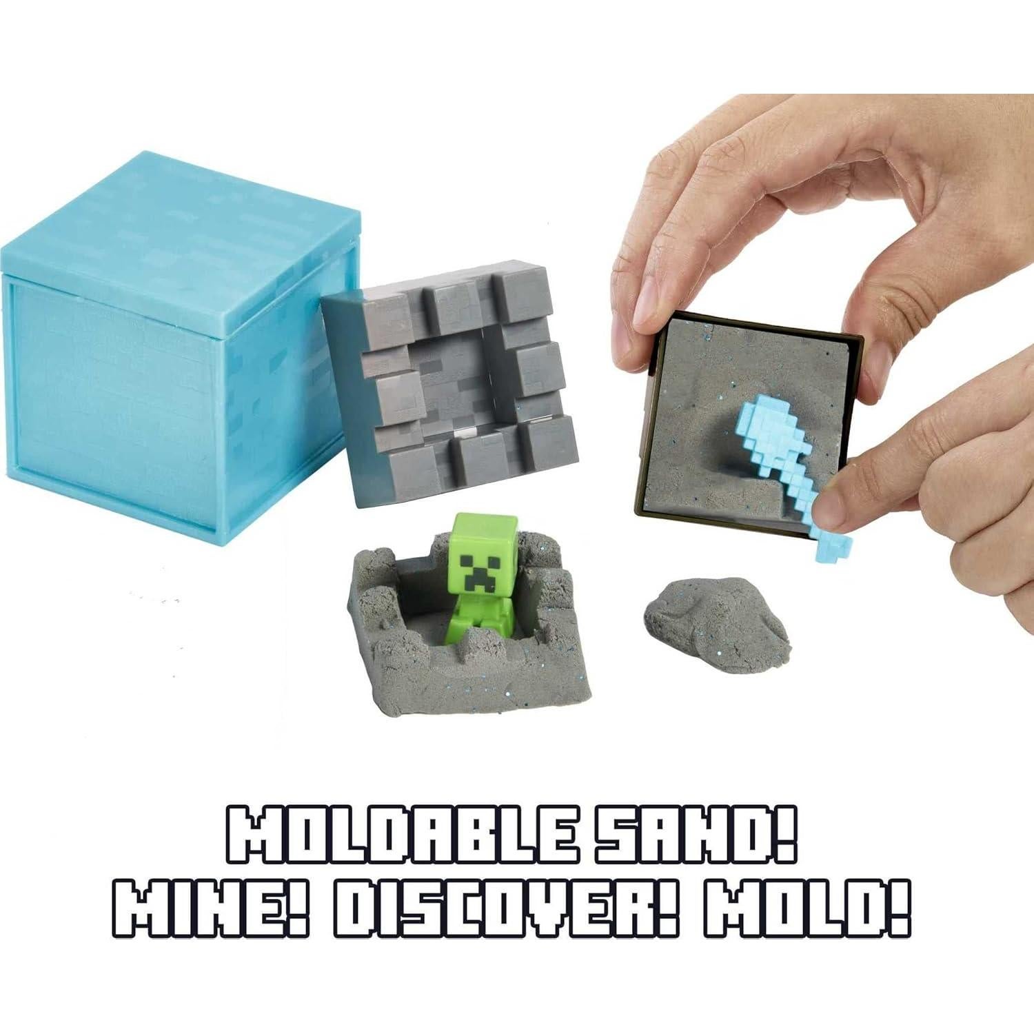 Set de Minería Minecraft Mini Elementales 3 Mattel con Arena Moldeable