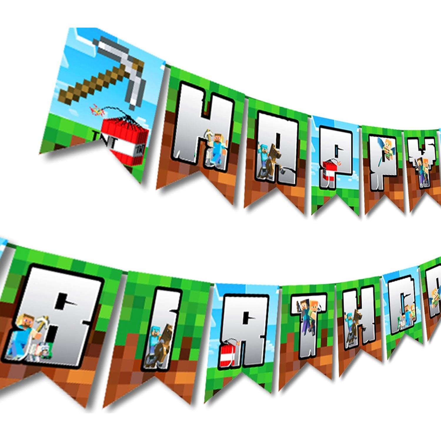 Banner Feliz Cumpleaños Pixel Gamer Indotribe 3.05m Preensamblado