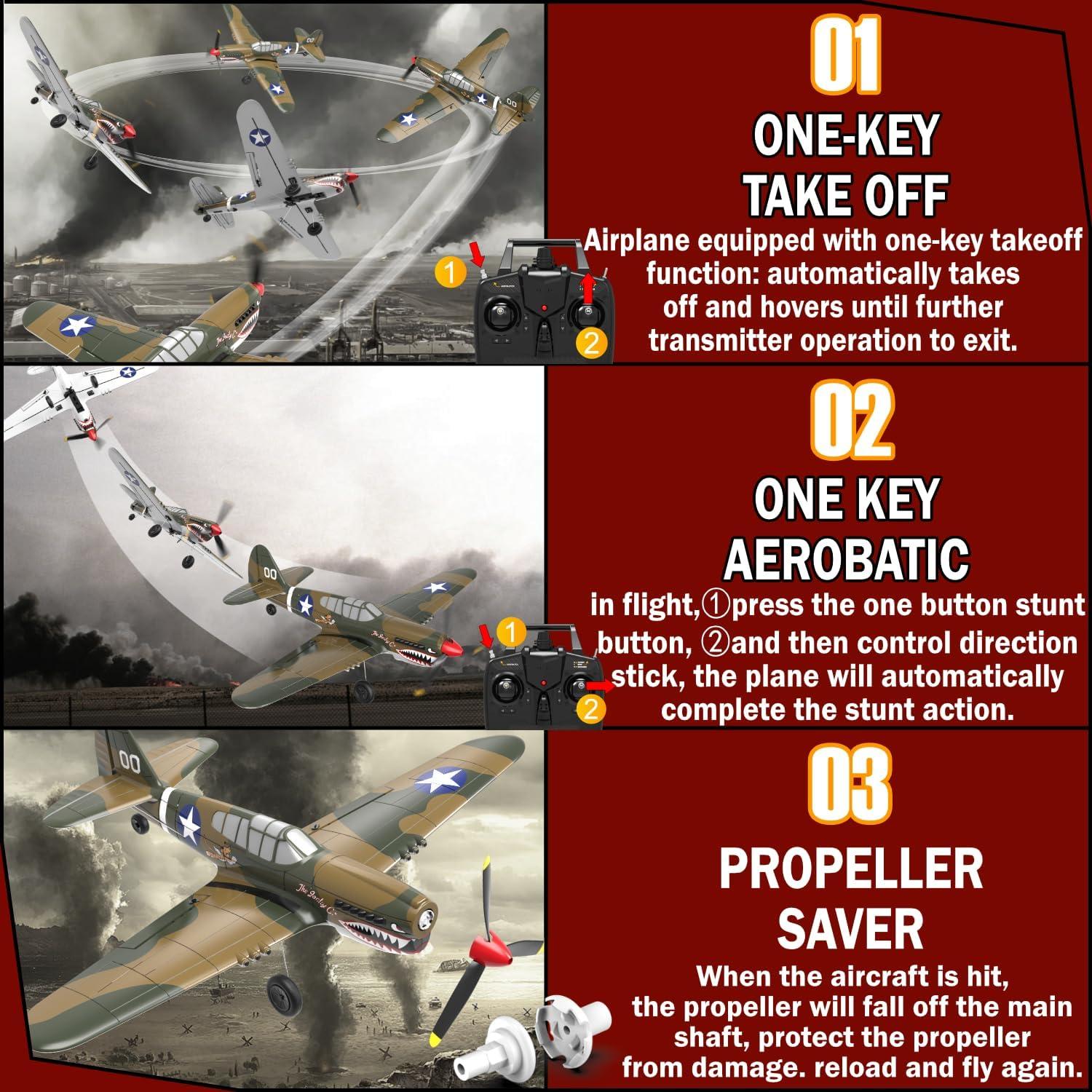 Avión RC ANBURI P-40 Warhawk 35.56 cm Listo para Volar