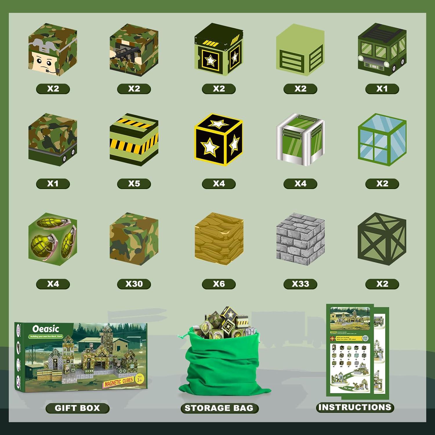 Juguetes Magnéticos Oeasic - 100PCS Bloques de Construcción STEM