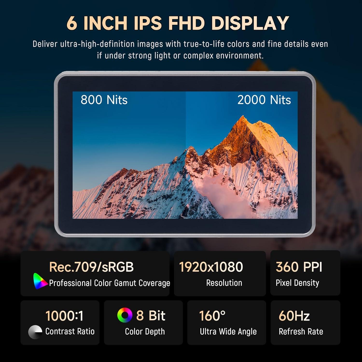 Monitor de Campo VILTROX DC-X2 6" 2000 Nits HDMI 4K