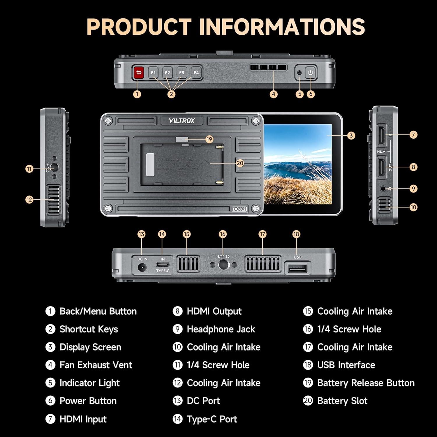 Monitor de Campo VILTROX DC-X2 6" 2000 Nits HDMI 4K