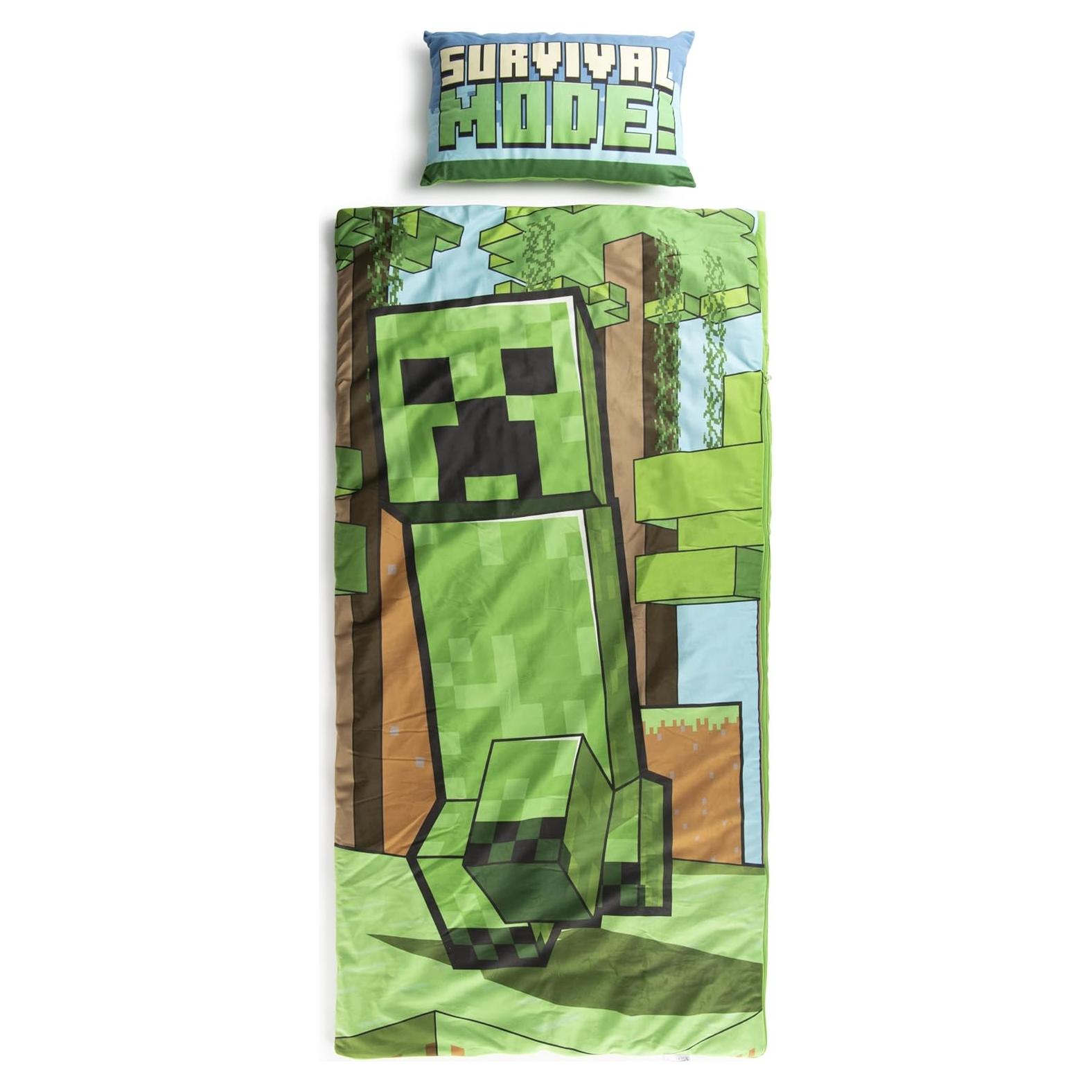 Saco de Dormir Infantil Jay Franco Minecraft 137x69cm con Almohada