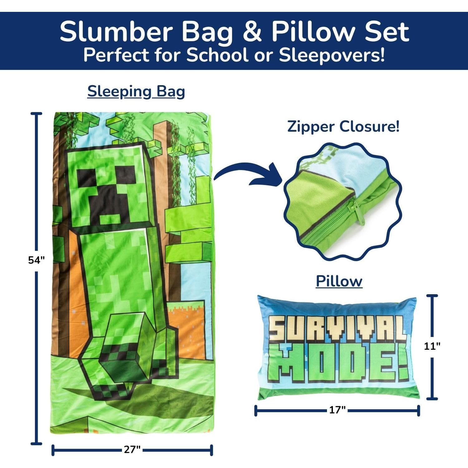 Saco de Dormir Infantil Jay Franco Minecraft 137x69cm con Almohada