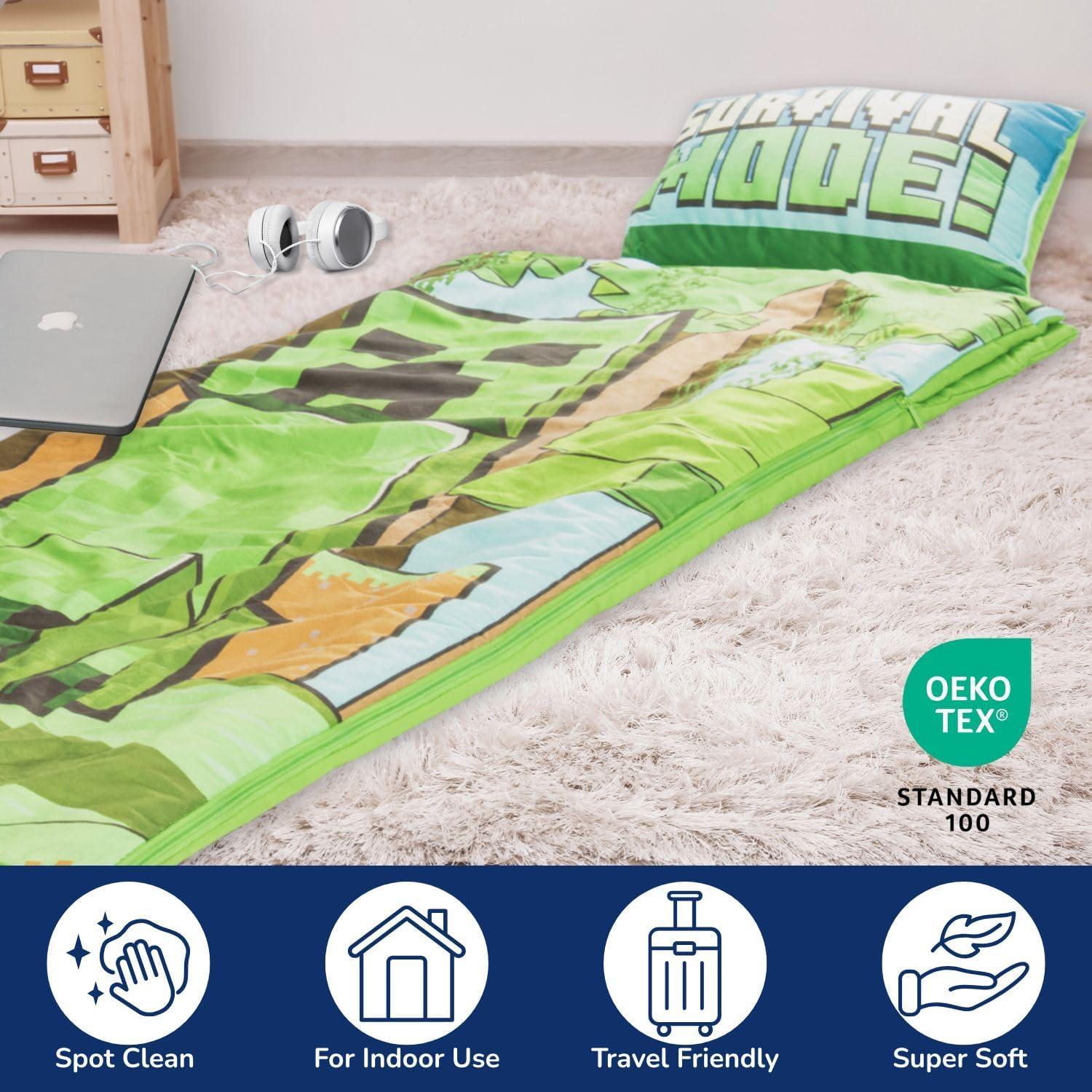 Saco de Dormir Infantil Jay Franco Minecraft 137x69cm con Almohada