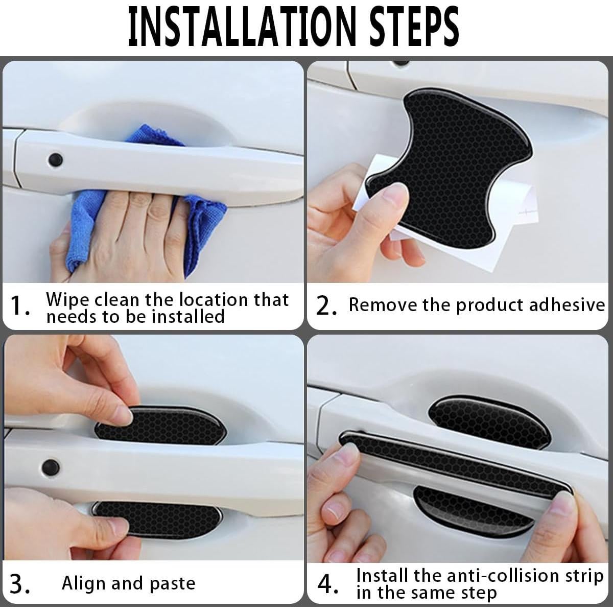 4 Piezas Sticker Reflectante Couslcd para Manijas de Auto