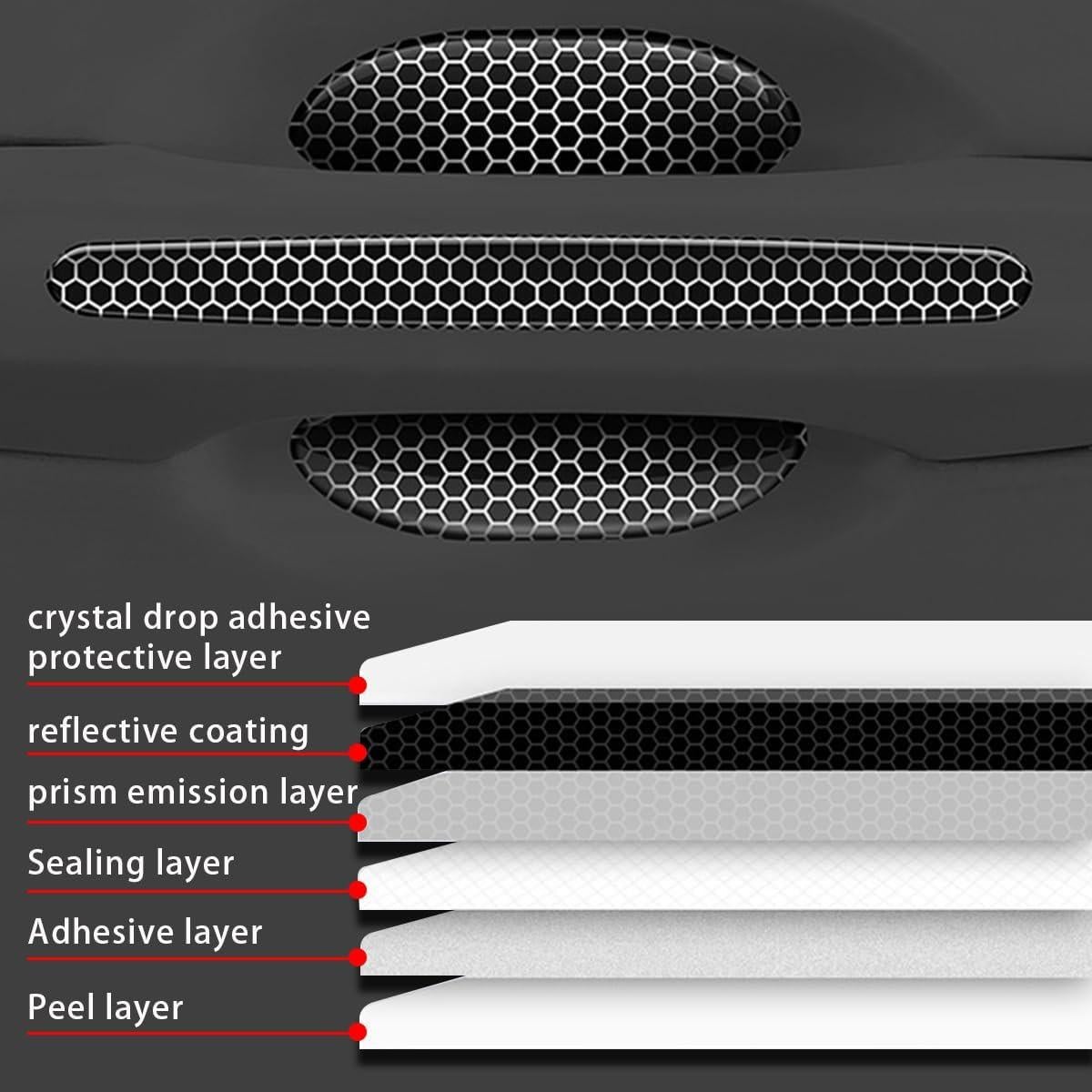 4 Piezas Sticker Reflectante Couslcd para Manijas de Auto