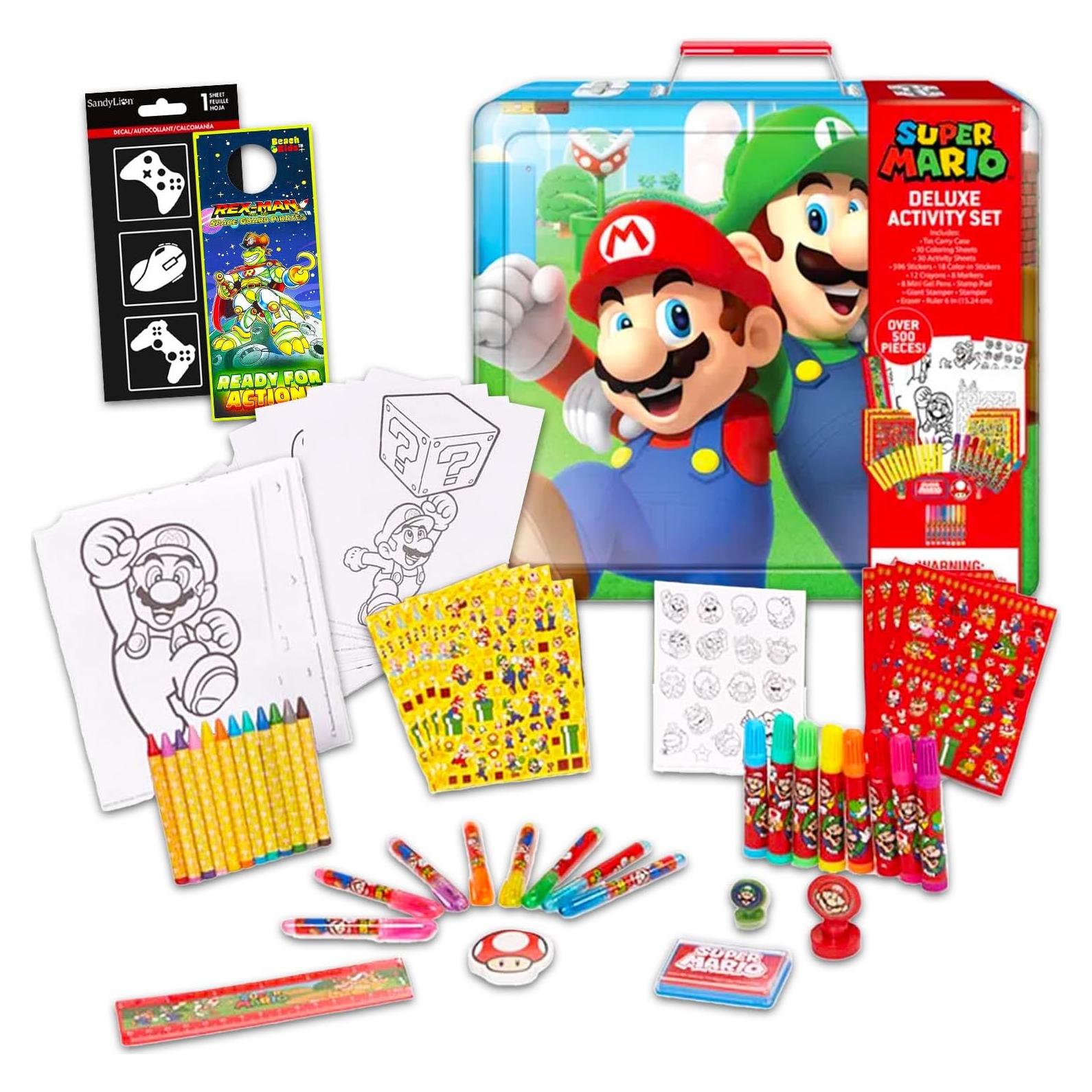 Kit de Colorear Super Mario - 30 Hojas, Marcadores y Stickers