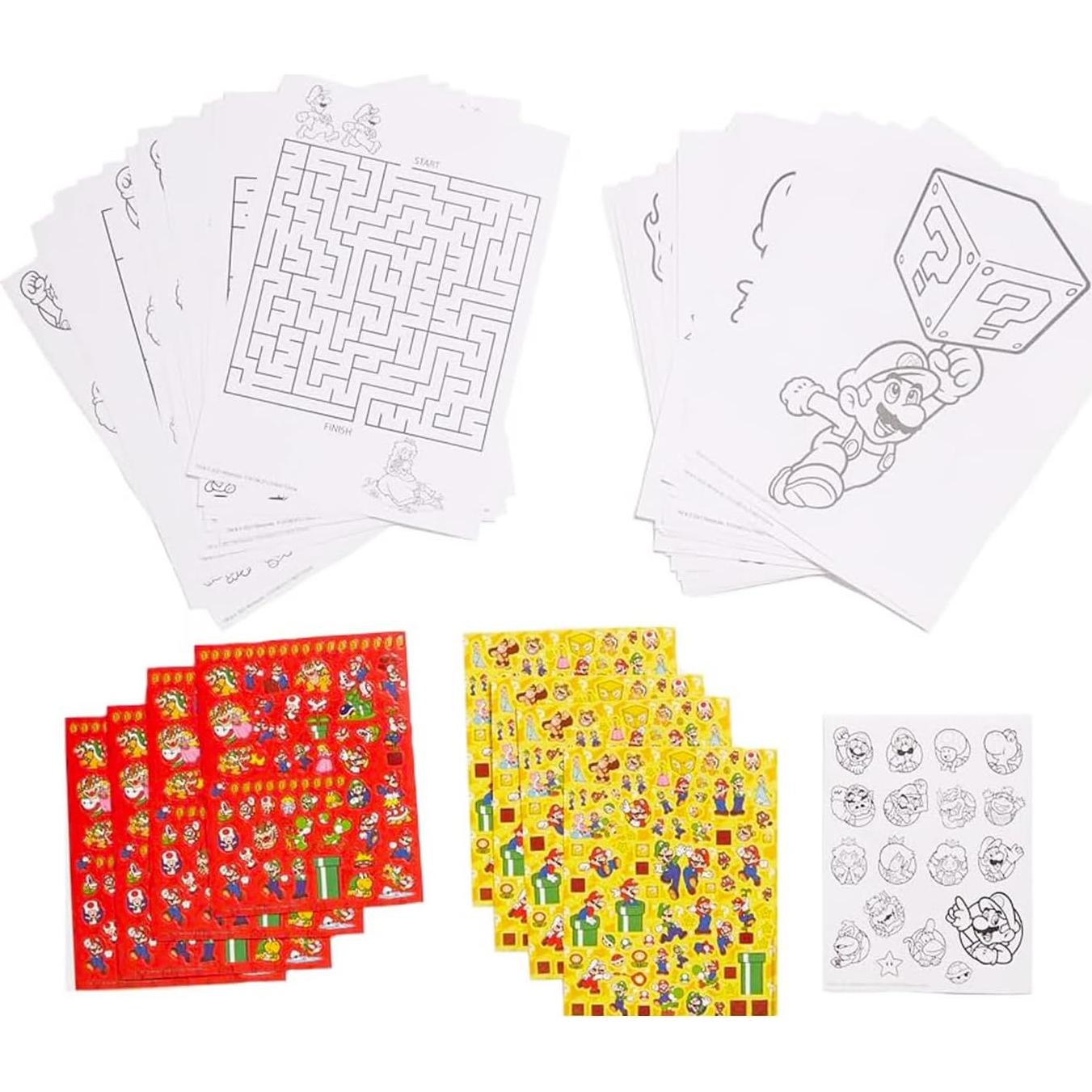 Kit de Colorear Super Mario - 30 Hojas, Marcadores y Stickers