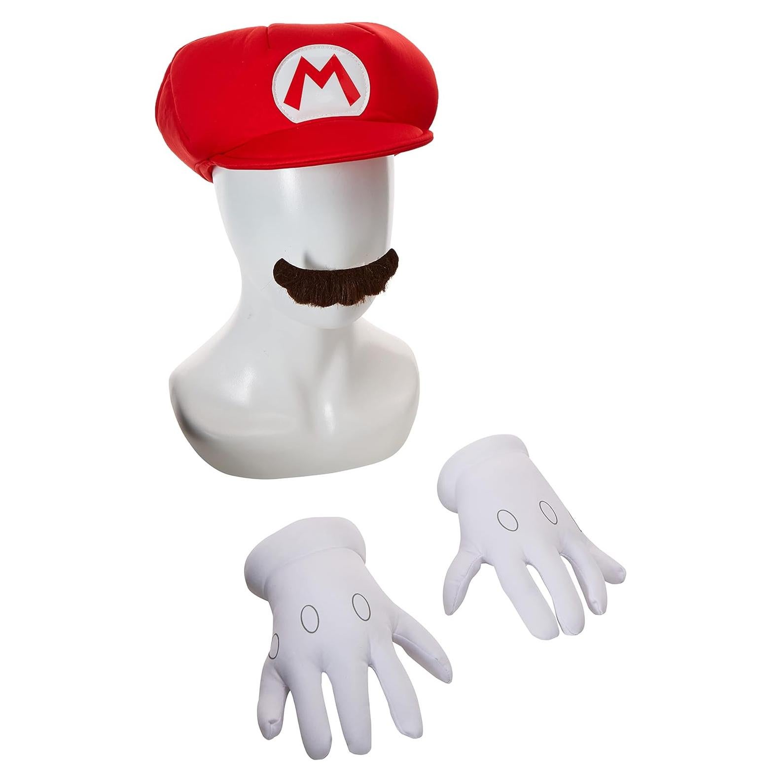 Disfraz Mario para Niños - Sombrero, Guantes y Bigote - Licencia Oficial Nintendo