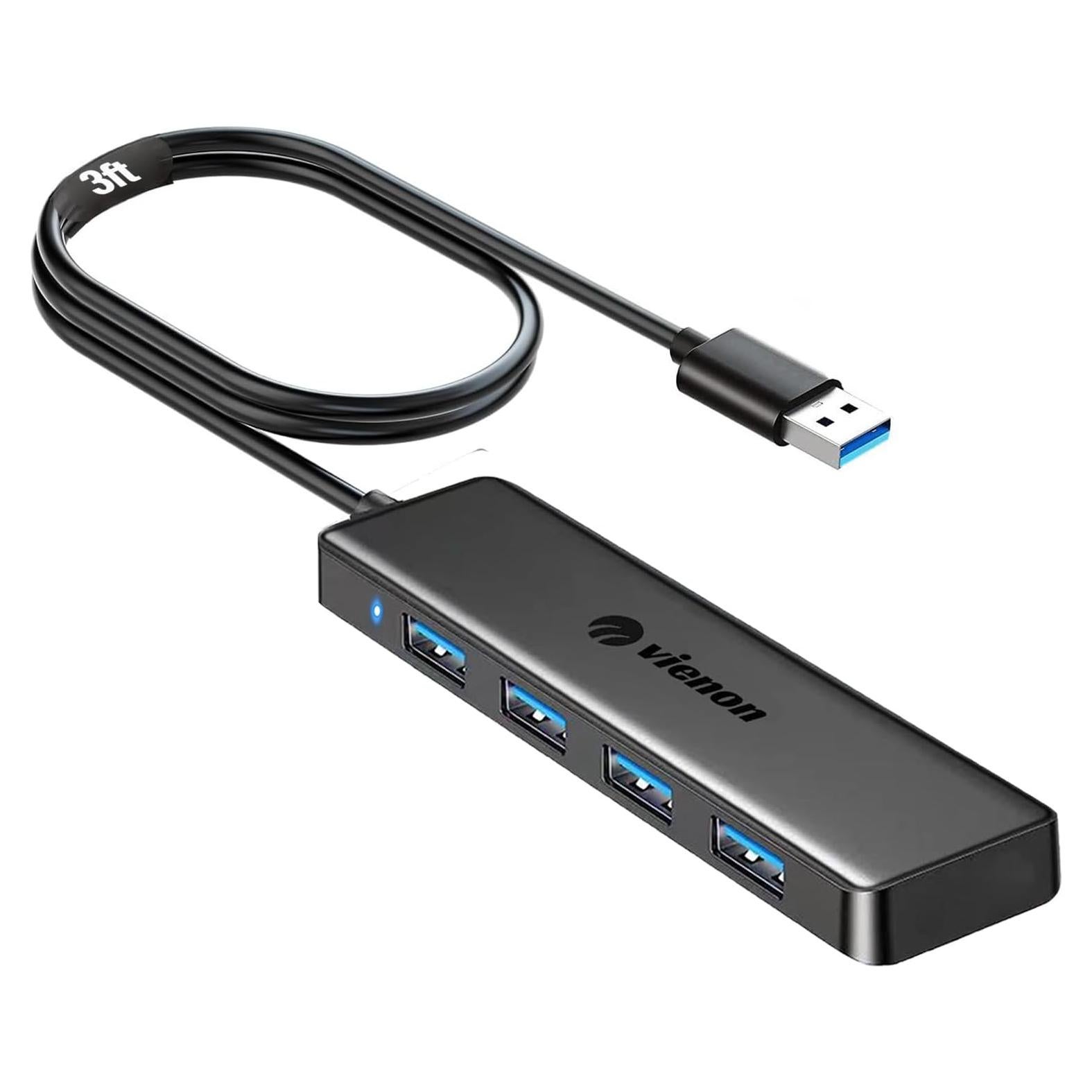 Hub USB 3.0 VIENON de 4 Puertos para Laptop y Consolas