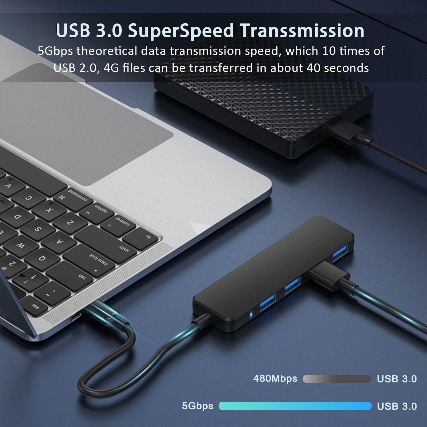 Hub USB C VIENON 4 Puertos USB 3.0 Divisor para Laptop