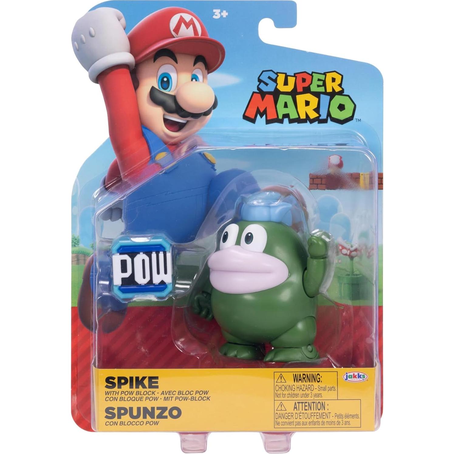 Figura Poseable Spike Super Mario 10 cm con Bloque POW