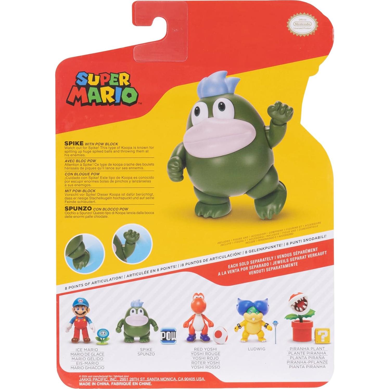 Figura Poseable Spike Super Mario 10 cm con Bloque POW