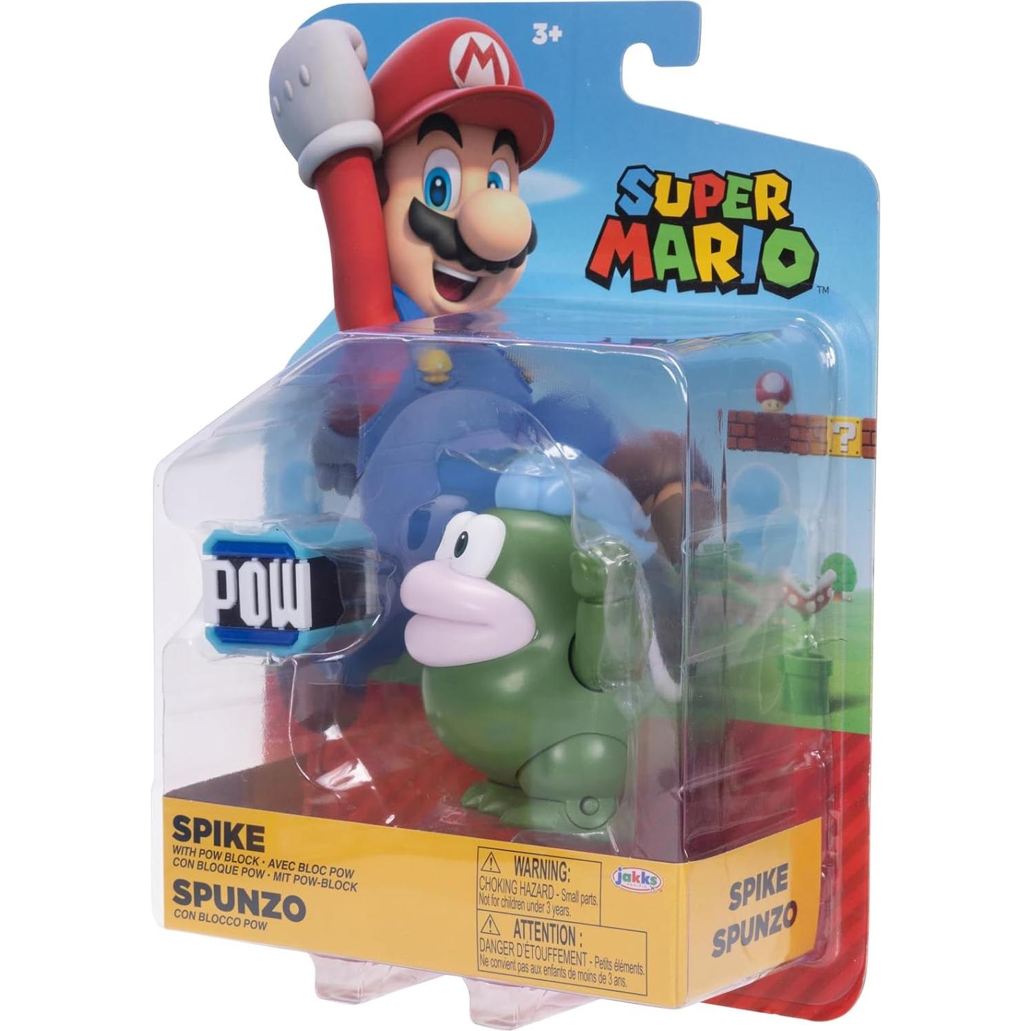 Figura Poseable Spike Super Mario 10 cm con Bloque POW