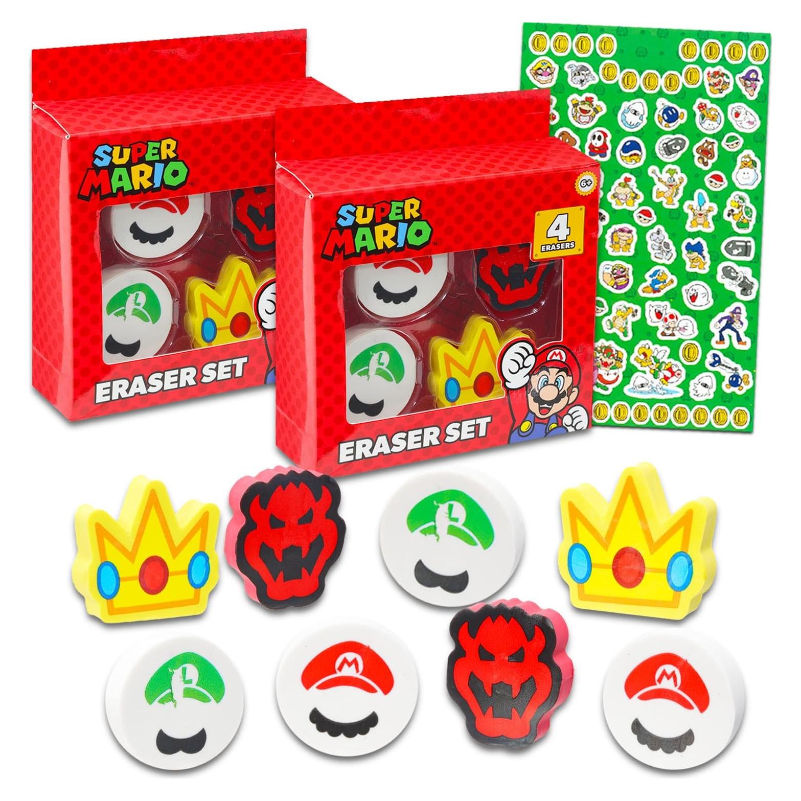 Juego de Borradores Super Mario - 8 Piezas Multicolor