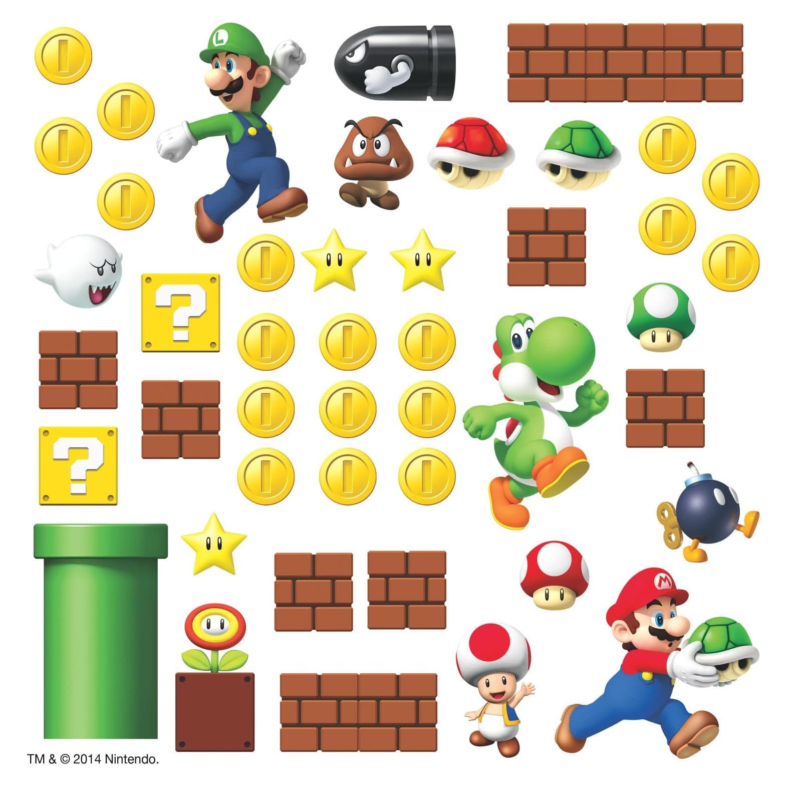 Calcomanías de Pared RoomMates Super Mario Bros 45 Piezas