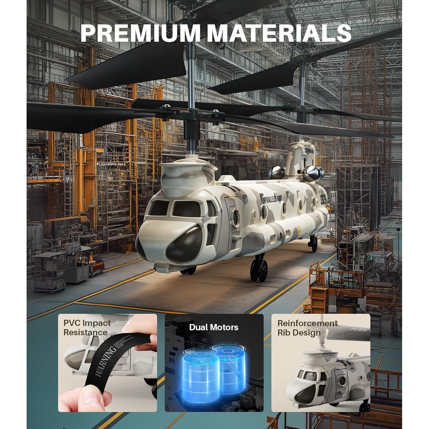 Helicóptero RC Syma S52H Militar con Luz LED y Altitud