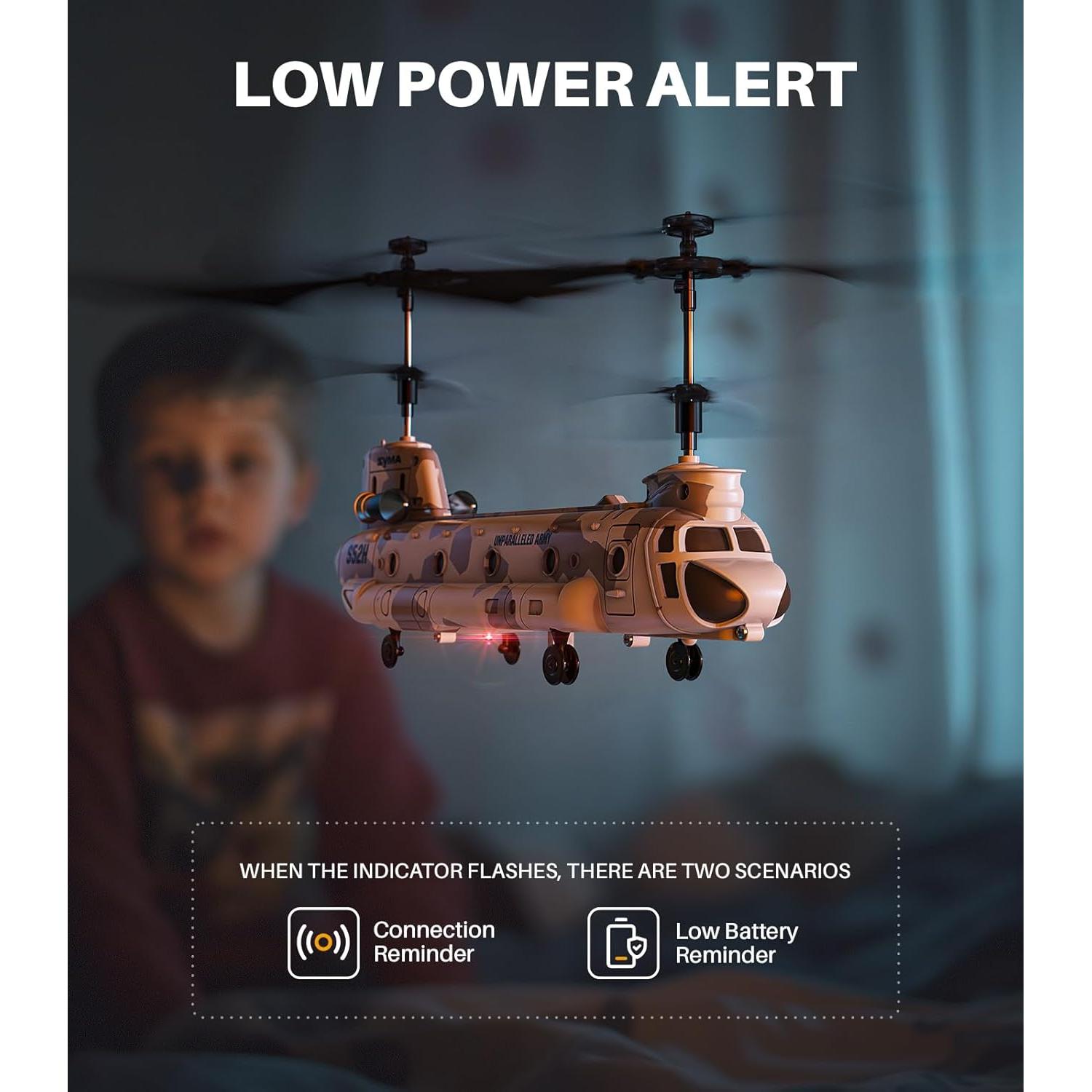 Helicóptero RC Syma S52H Militar con Luz LED y Altitud