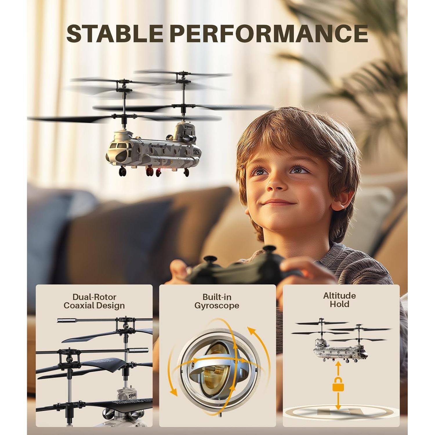 Helicóptero RC Syma S52H Militar con Luz LED y Altitud