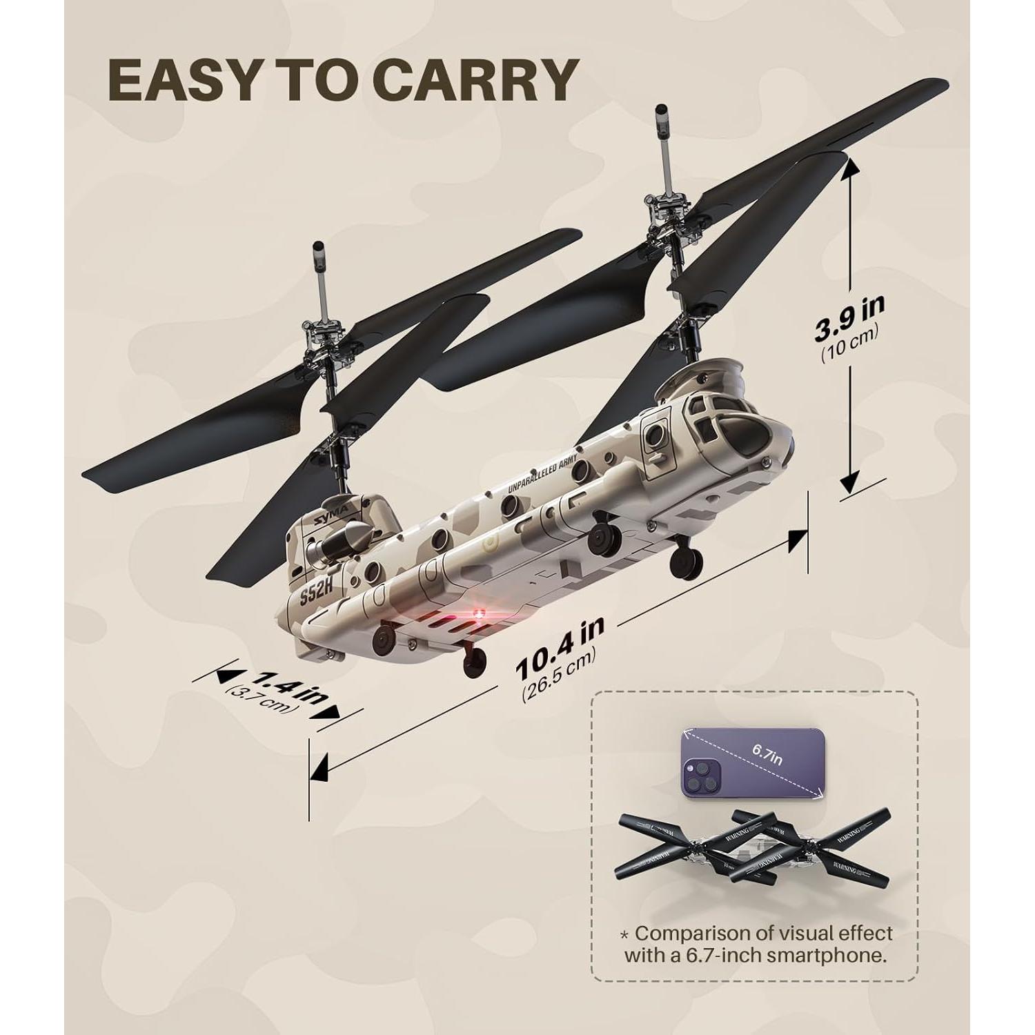 Helicóptero RC Syma S52H Militar con Luz LED y Altitud