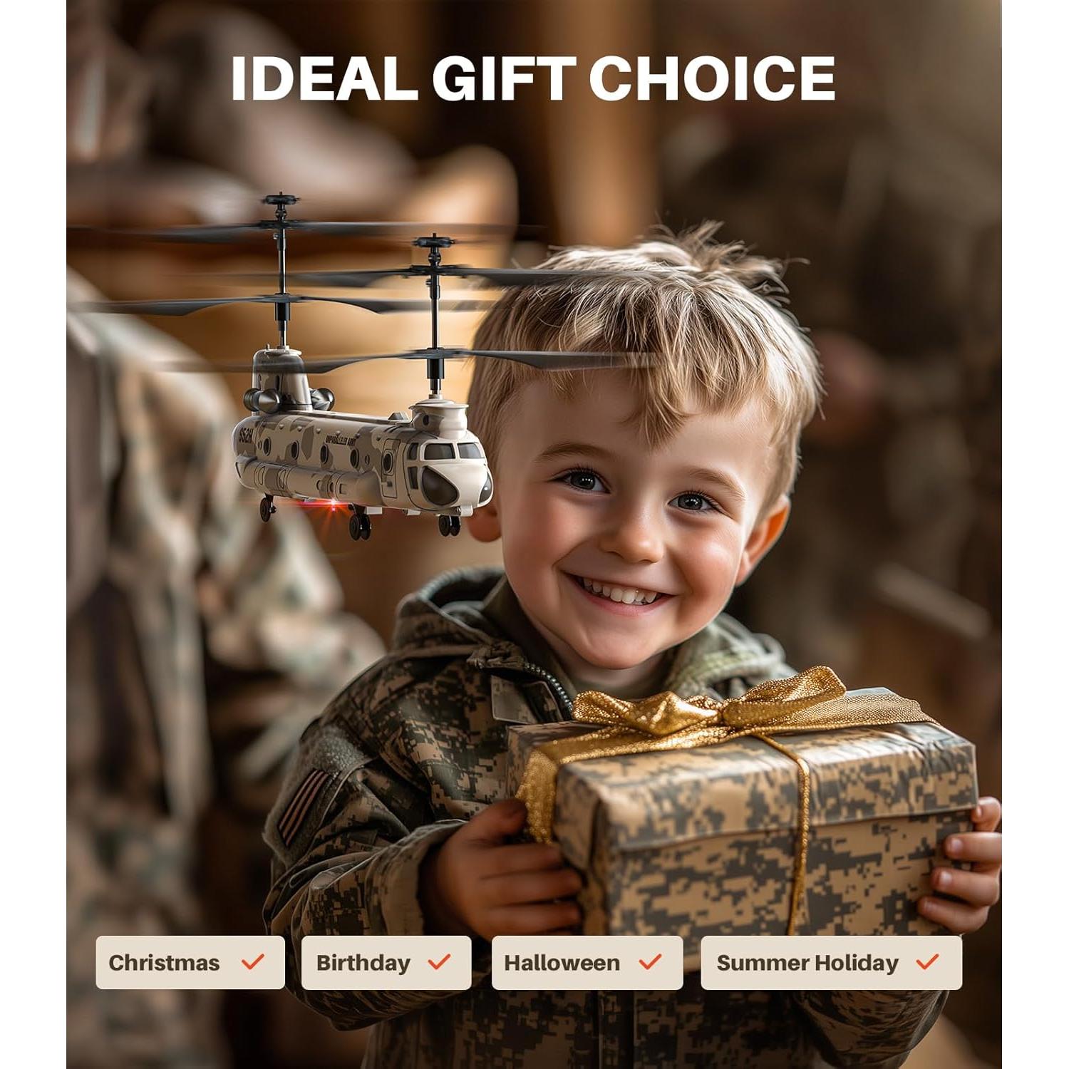 Helicóptero RC Syma S52H Militar con Luz LED y Altitud