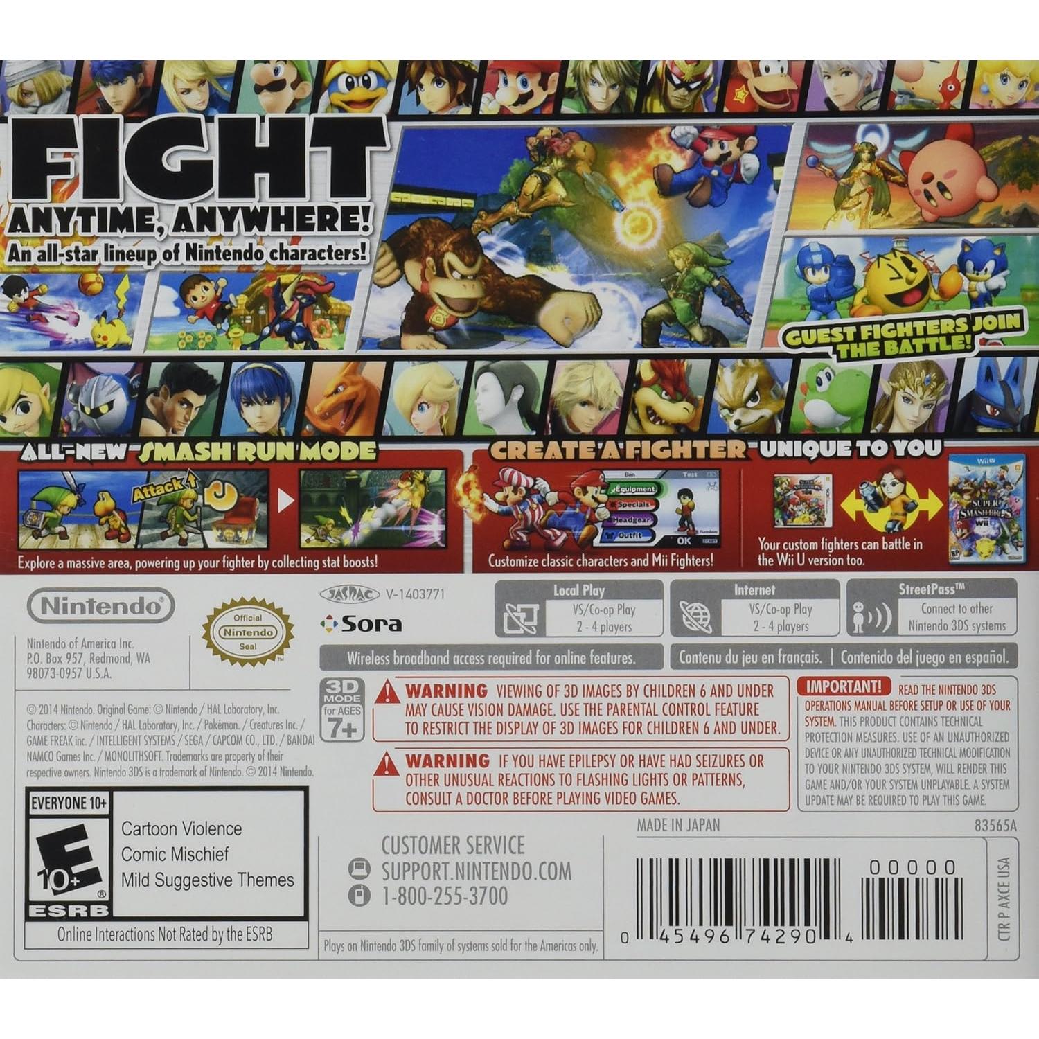 Super Smash Bros Nintendo 3DS - Videojuego de Lucha