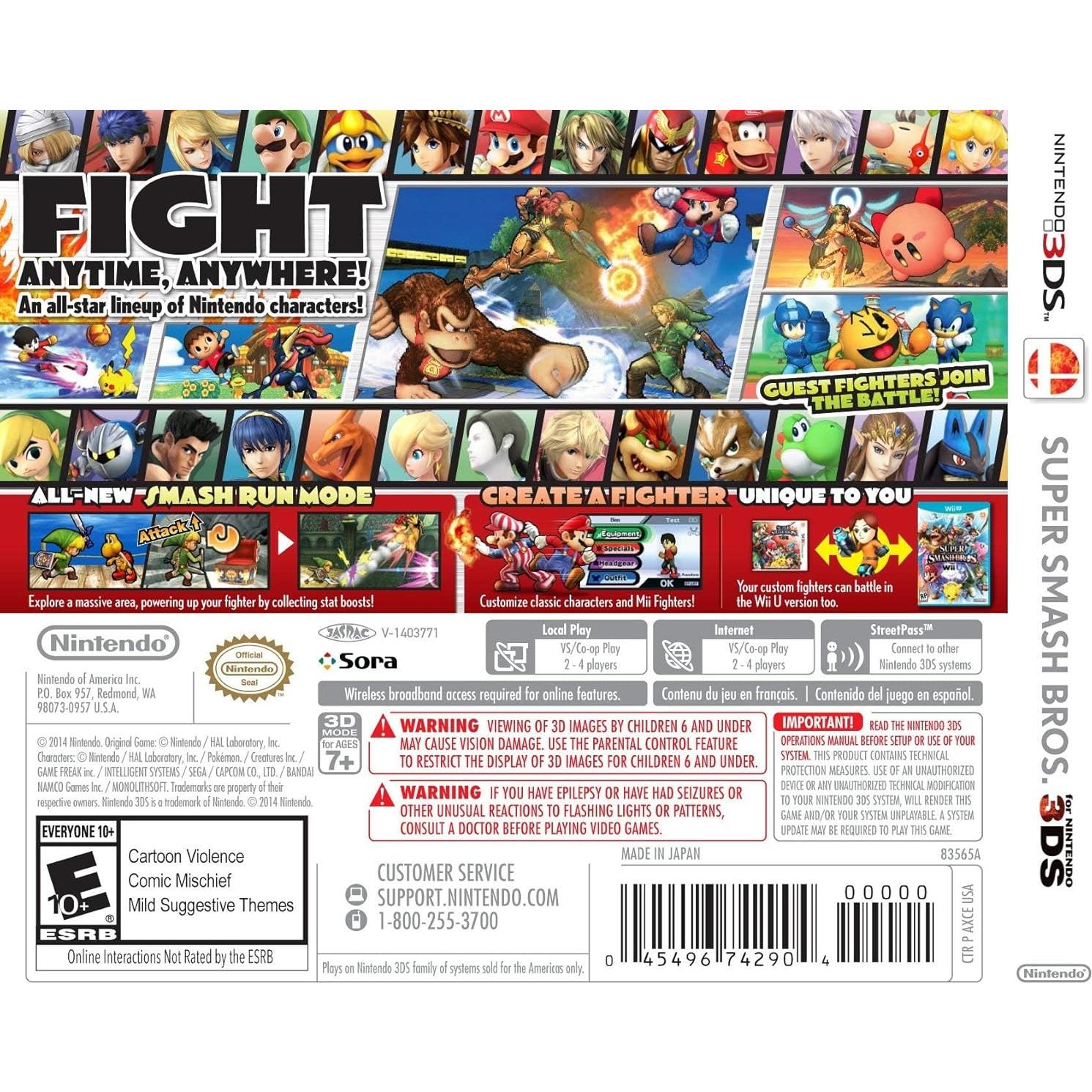 Super Smash Bros Nintendo 3DS - Videojuego de Lucha