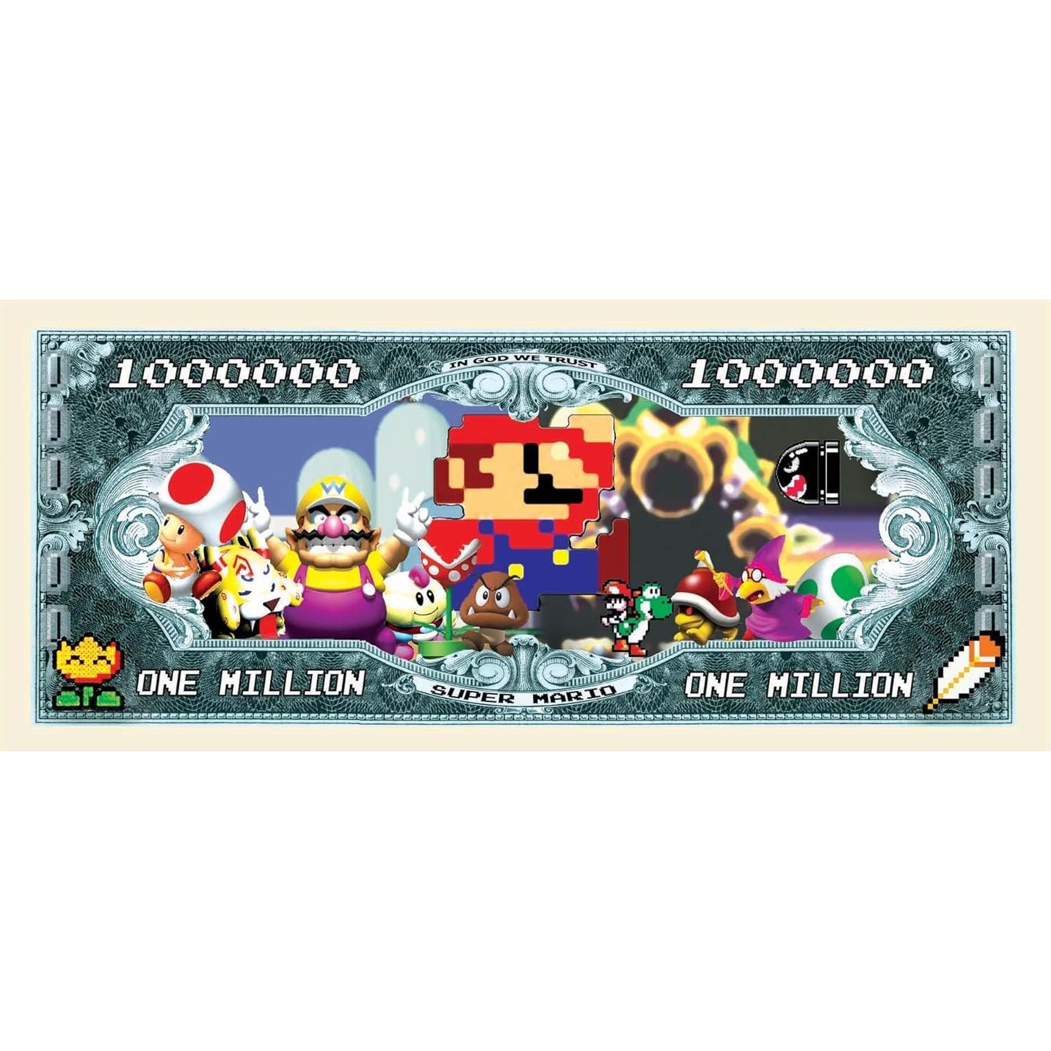 Paquete de 5 Billetes de un Millón de Dólares Super Mario