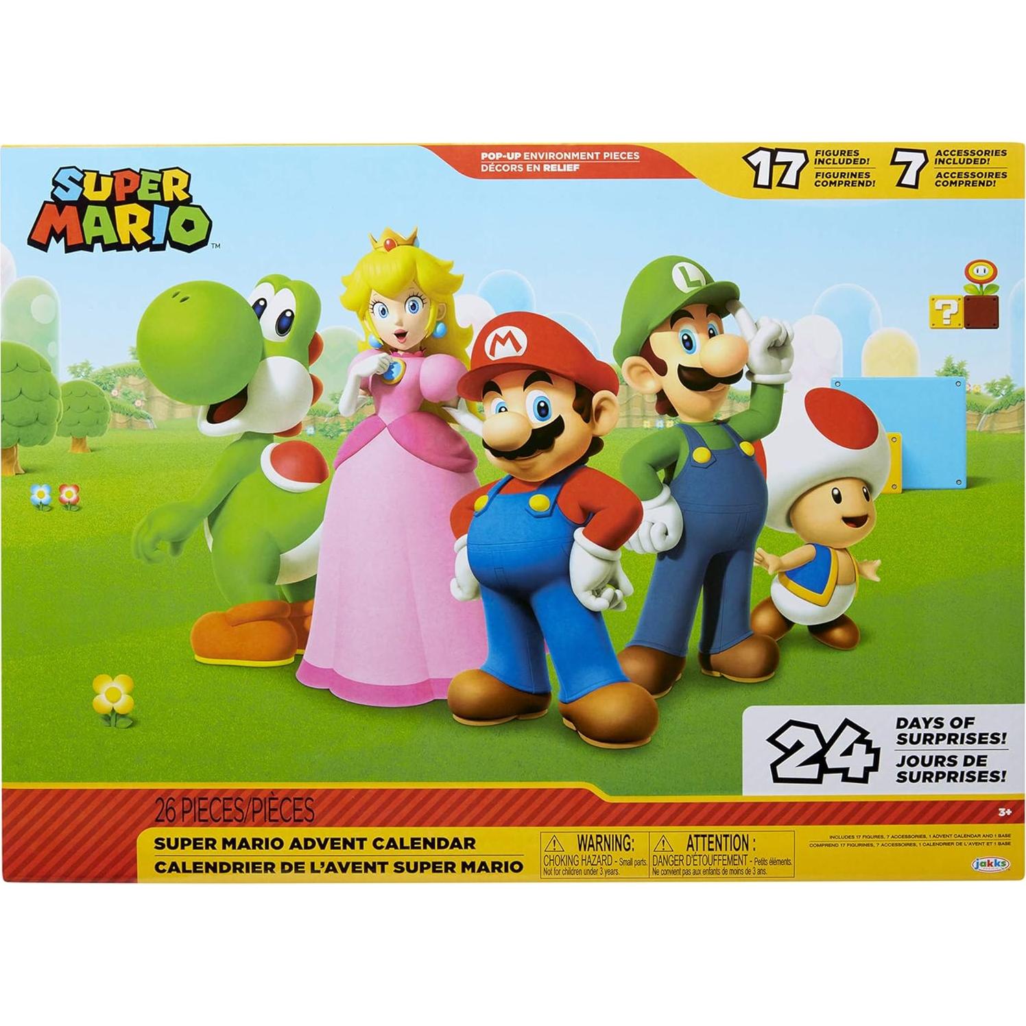 Calendario de Adviento Super Mario Nintendo con 24 Figuras y Accesorios