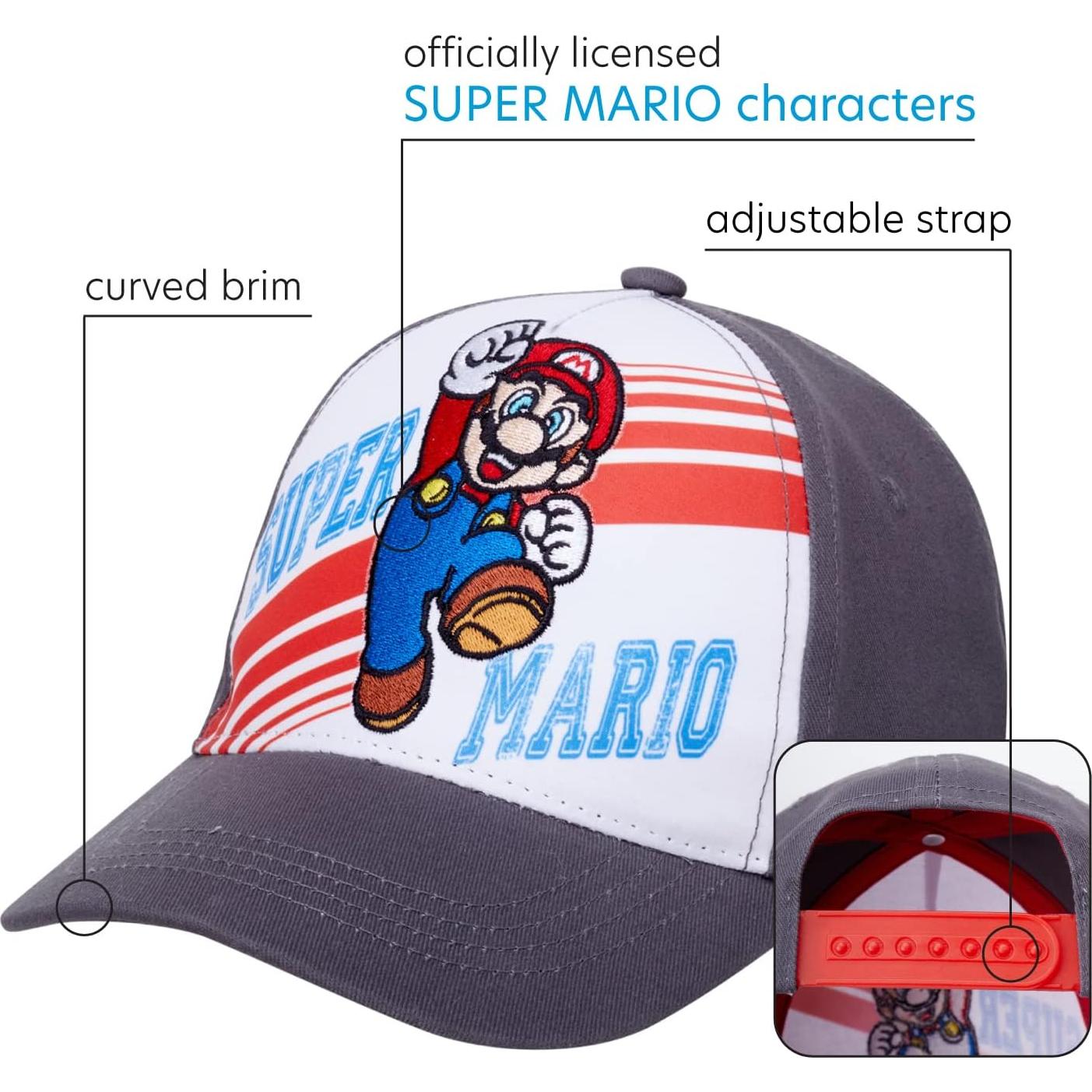 Gorra de béisbol Nintendo Super Mario 3D para niños 4-7 años