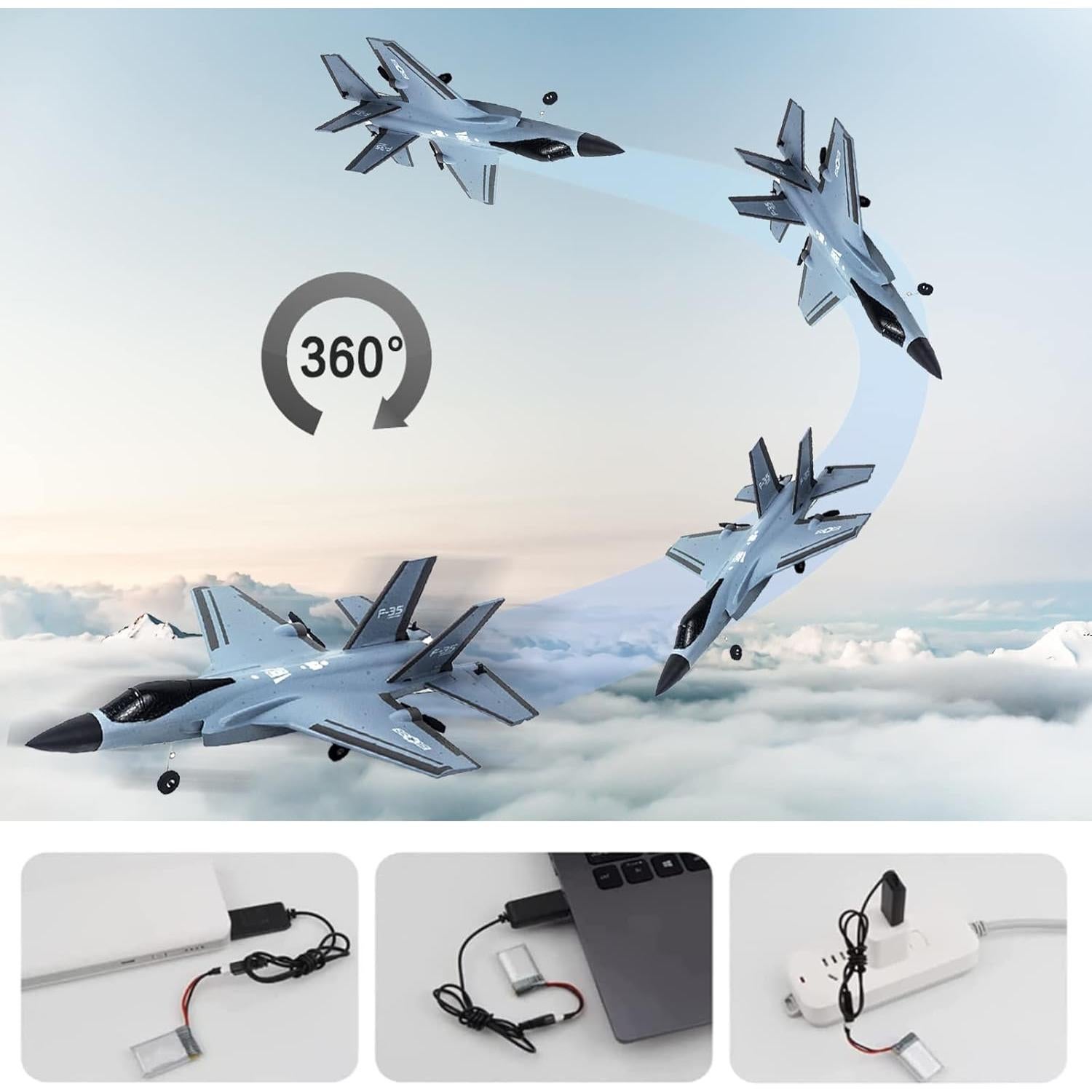 Avión RC Eayaele F-35 Control Remoto 34.14x8cm Gris