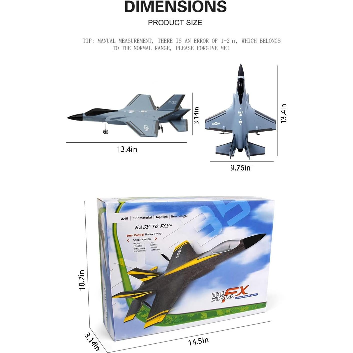 Avión RC Eayaele F-35 Control Remoto 34.14x8cm Gris