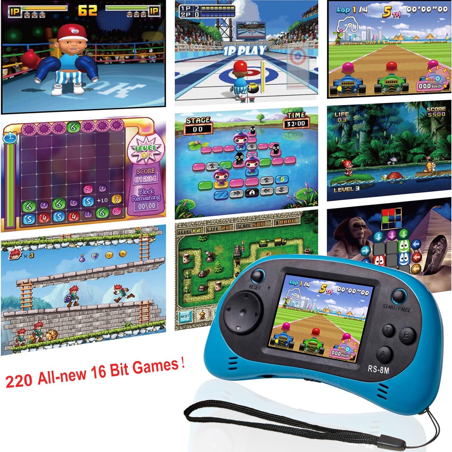 Consola de Juegos Portátil EASEGMER 16 Bits 220 Juegos HD Azul