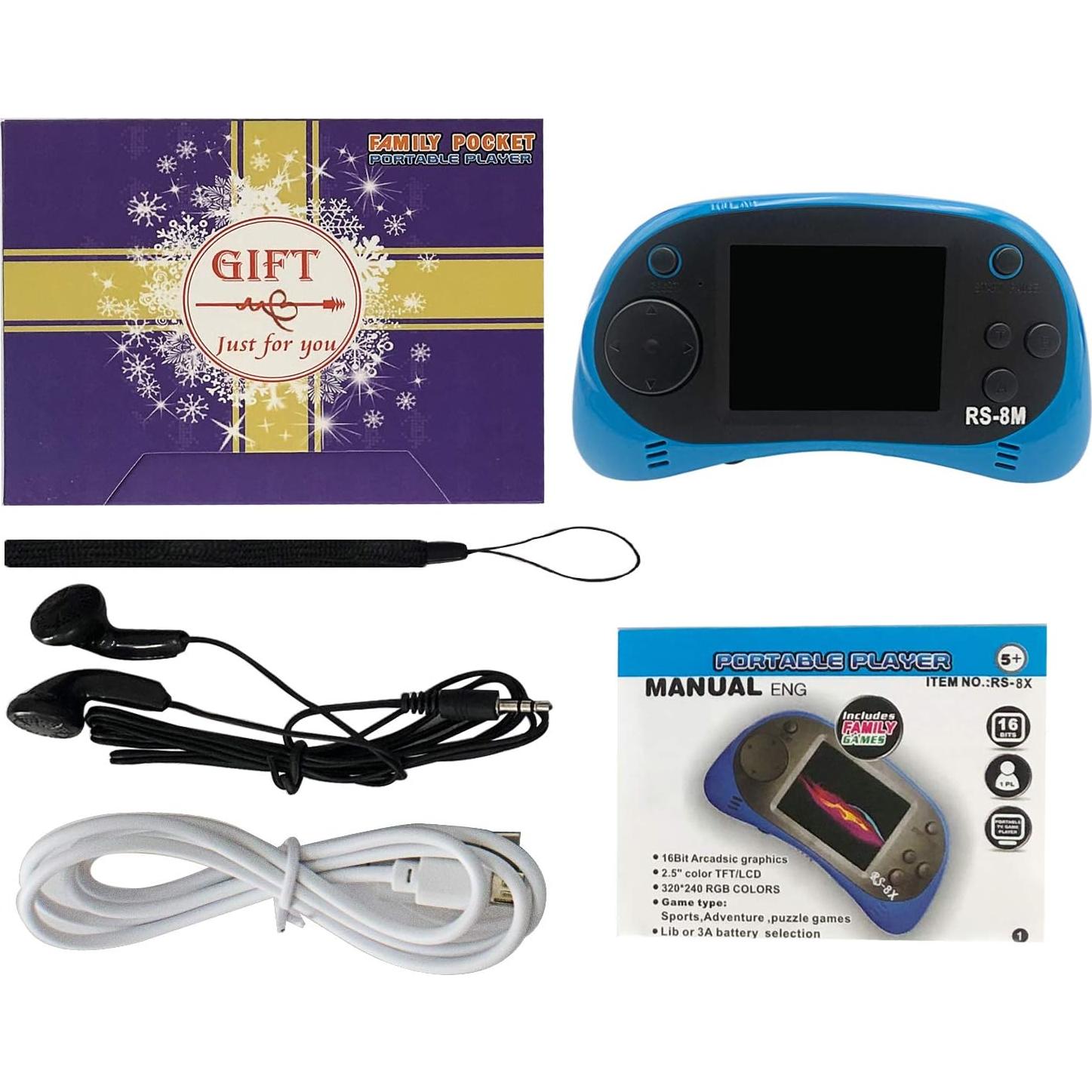 Consola de Juegos Portátil EASEGMER 16 Bits 220 Juegos HD Azul