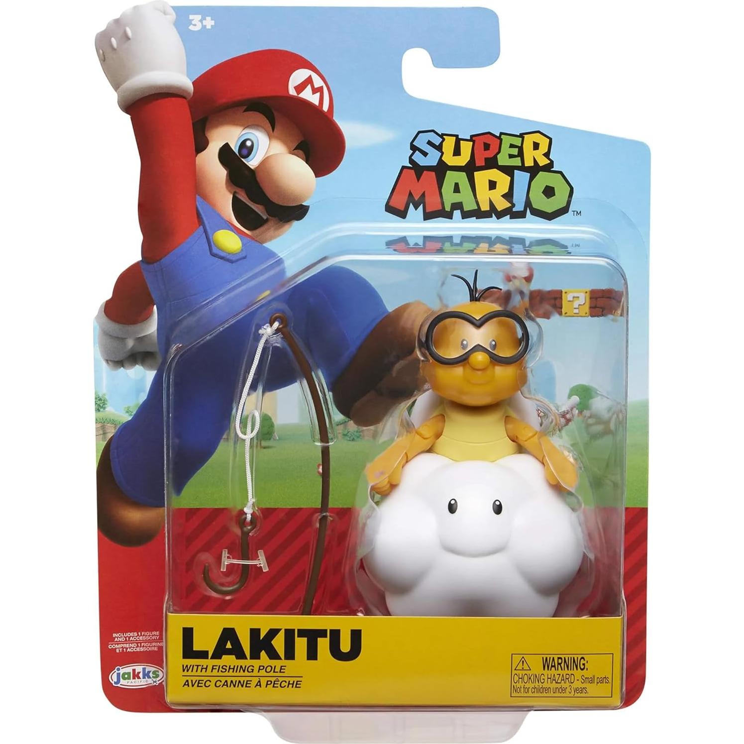 Figura Articulada Nintendo Super Mario Lakitu 10 cm con Caña